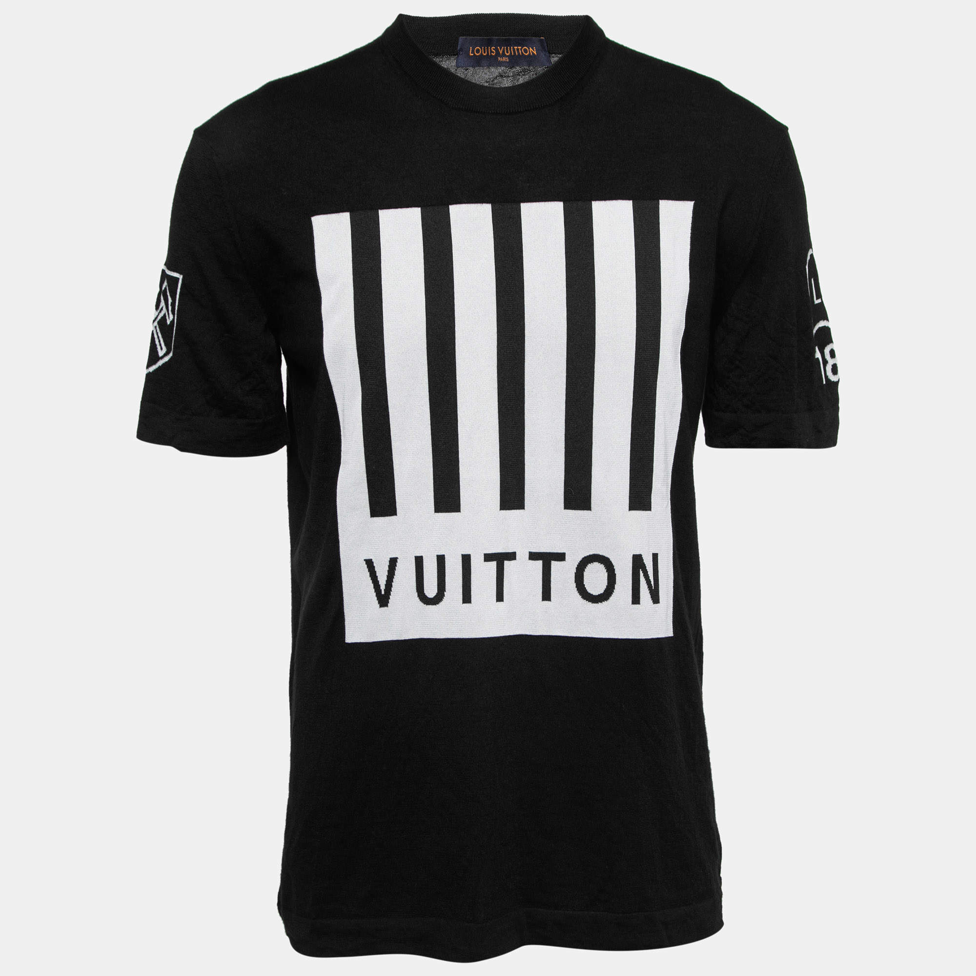 Louis Vuitton Black Pointelle Knit Earth Motif T-Shirt L