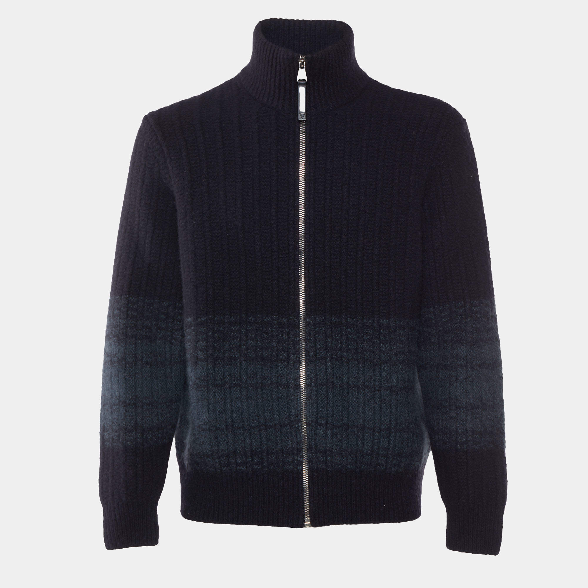 Louis Vuitton Charcoal Grey Wool & Cashmere Knit Zip Jacket L