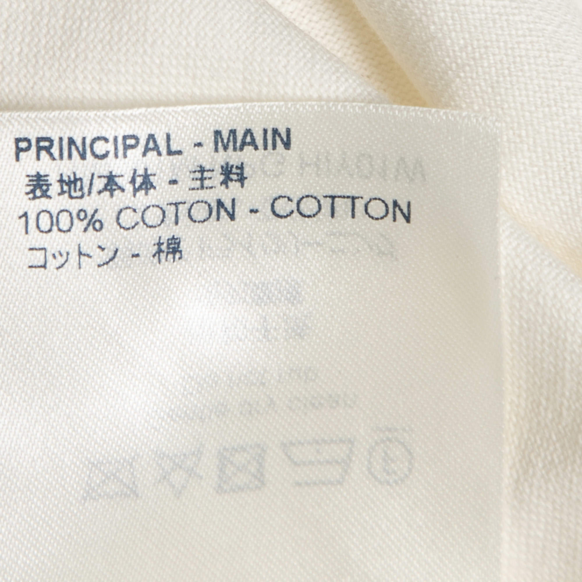 Louis Vuitton White Cotton Chain Jacquard Rib Collar T-Shirt XL