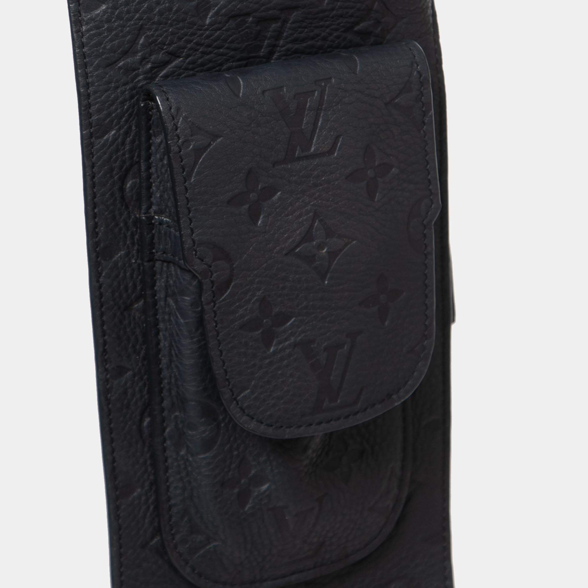 Louis Vuitton Navy Blue Monogram Embossed Leather Vest S Louis