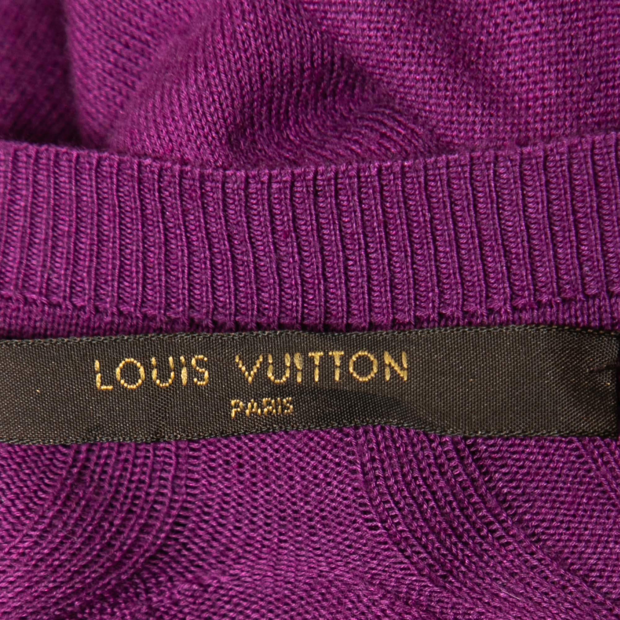 Louis Vuitton V-neck Knit Cardigan Sweater Light Purple SIZE S Women #5155P