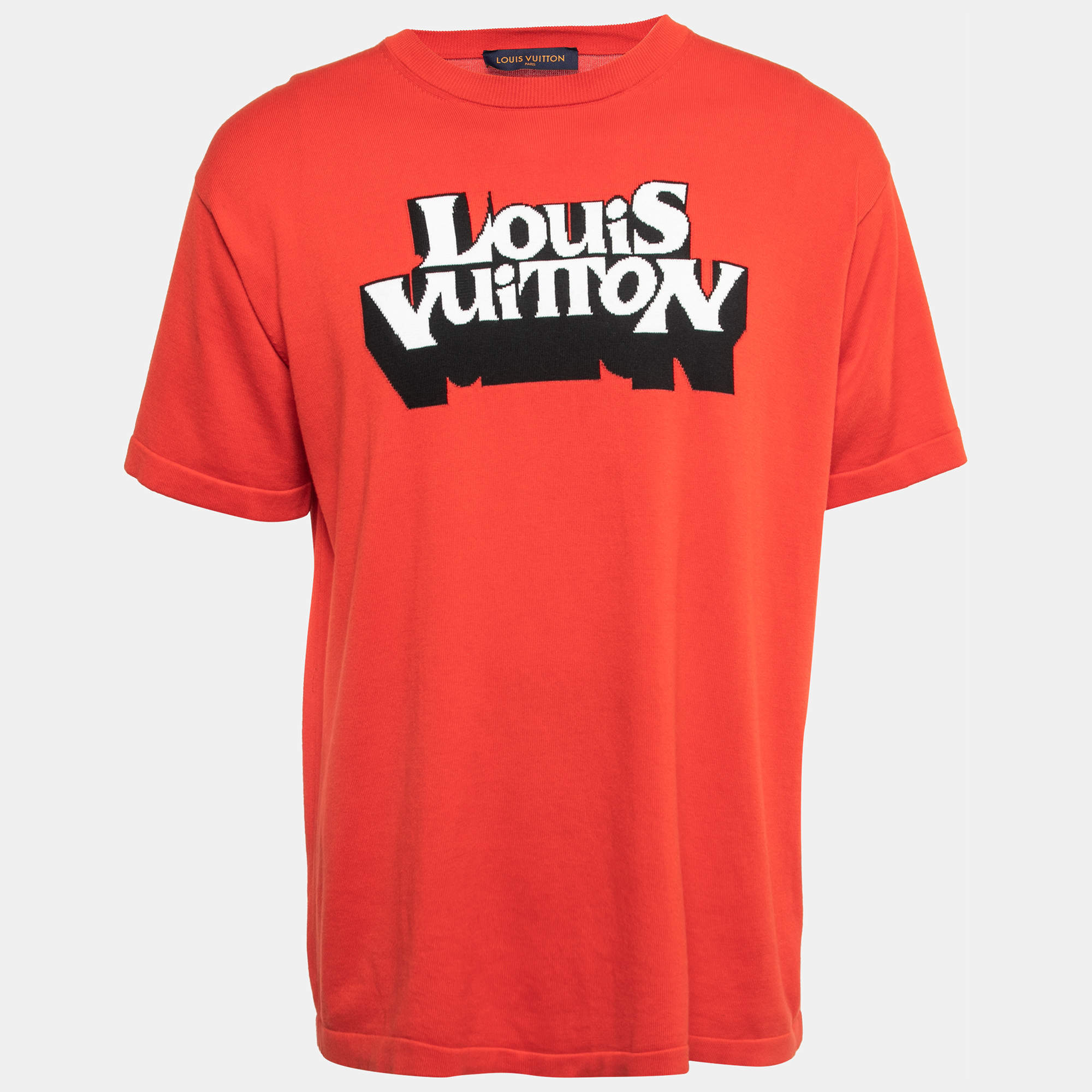 Louis Vuitton Red Cotton Knit Graphic T-Shirt L Louis