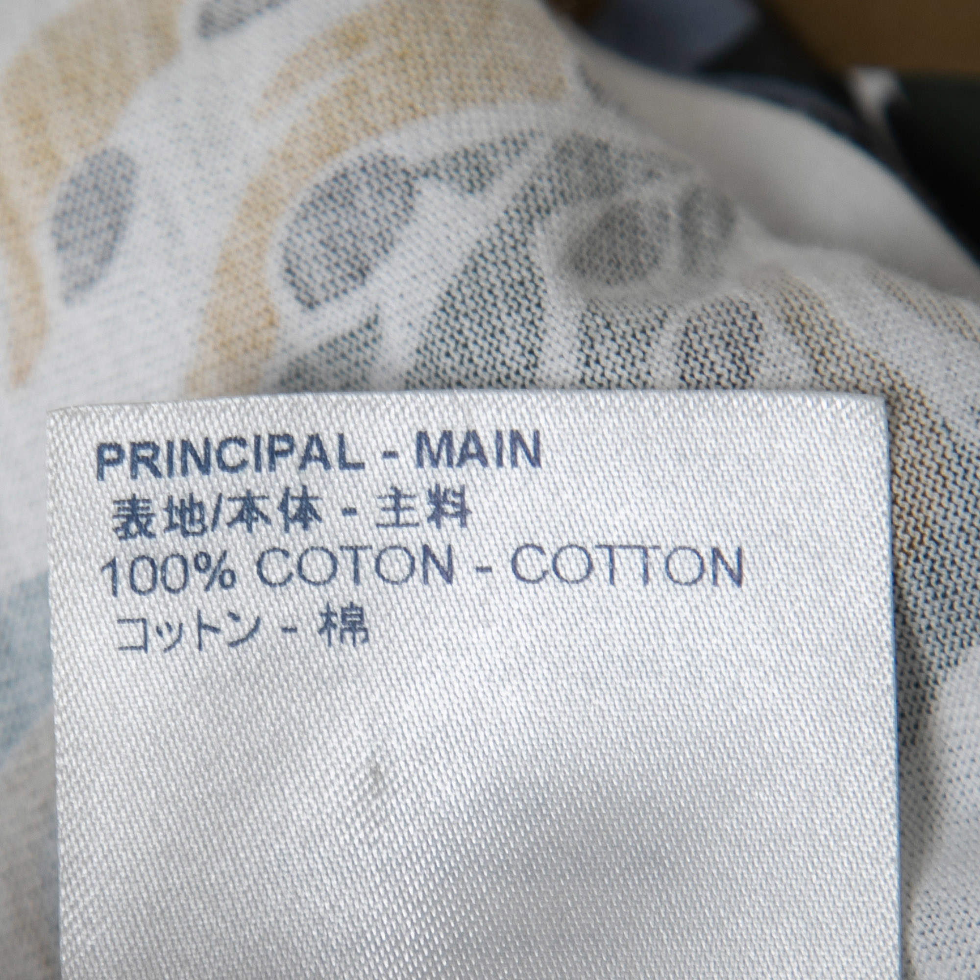 Louis Vuitton Off White/Blue Paneled Leaf Print Cotton Half Sleeve