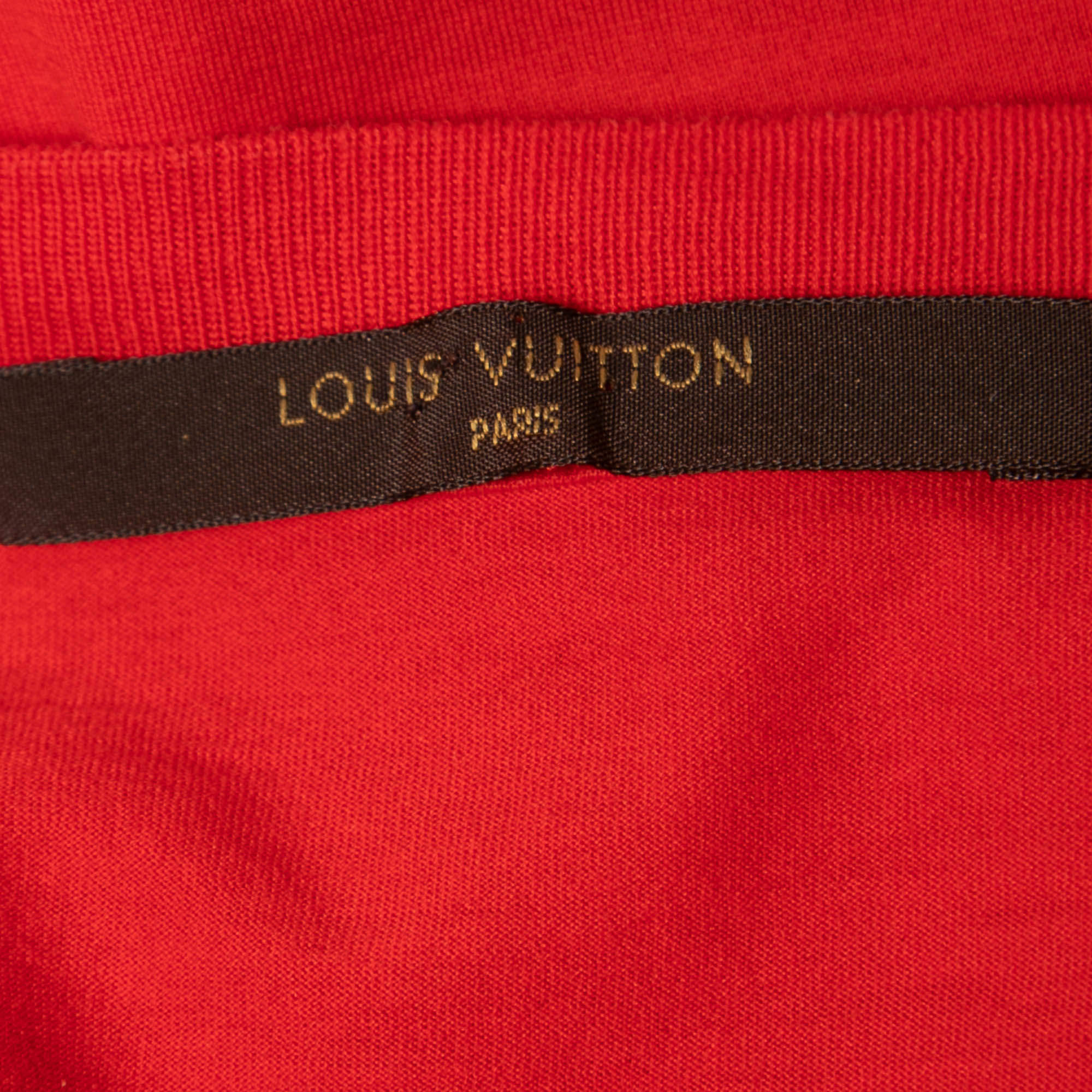 Louis Vuitton Red Logo Print Cotton Crew Neck Half Sleeve T-Shirt S Louis  Vuitton