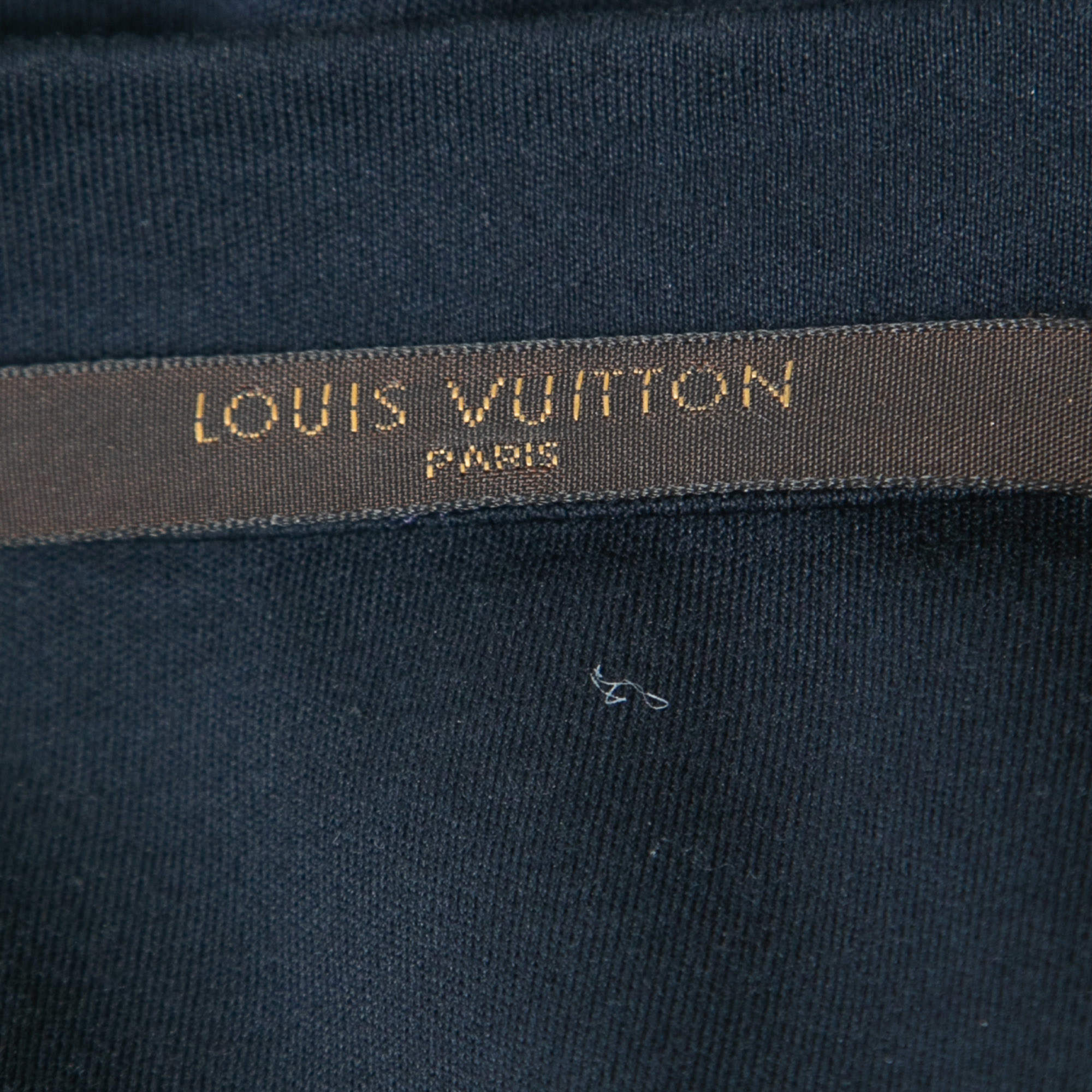 Louis Vuitton Navy Blue Logo Print Cotton Crew Neck Half Sleeve T