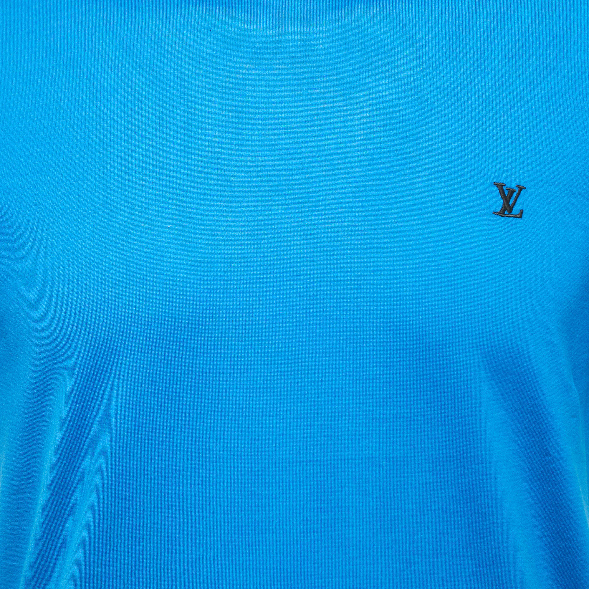 Louis Vuitton Navy Blue Logo Print Cotton Crew Neck Half Sleeve T