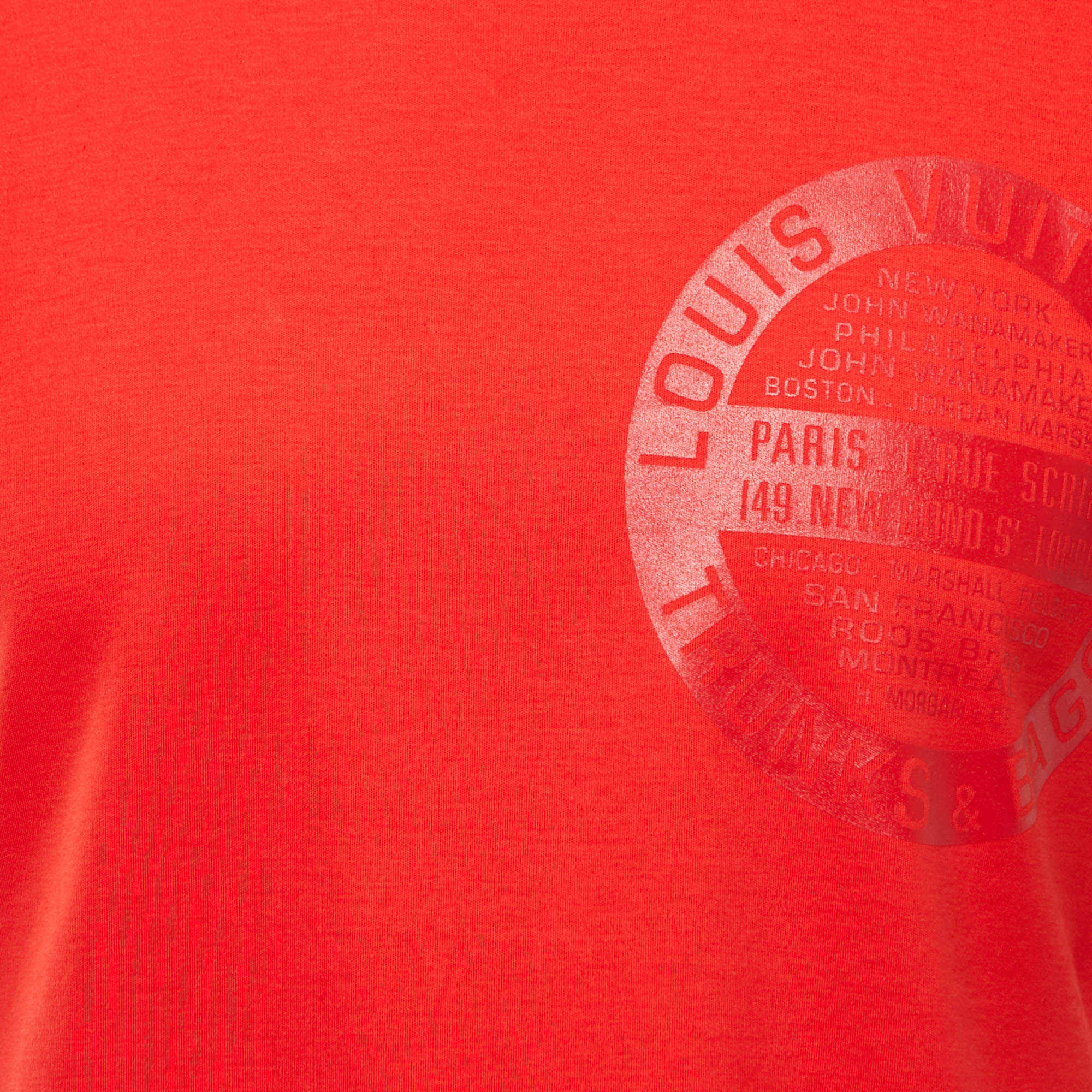 Louis Vuitton Red LV Stamp Print Cotton Crew Neck Half Sleeve T-Shirt XXL