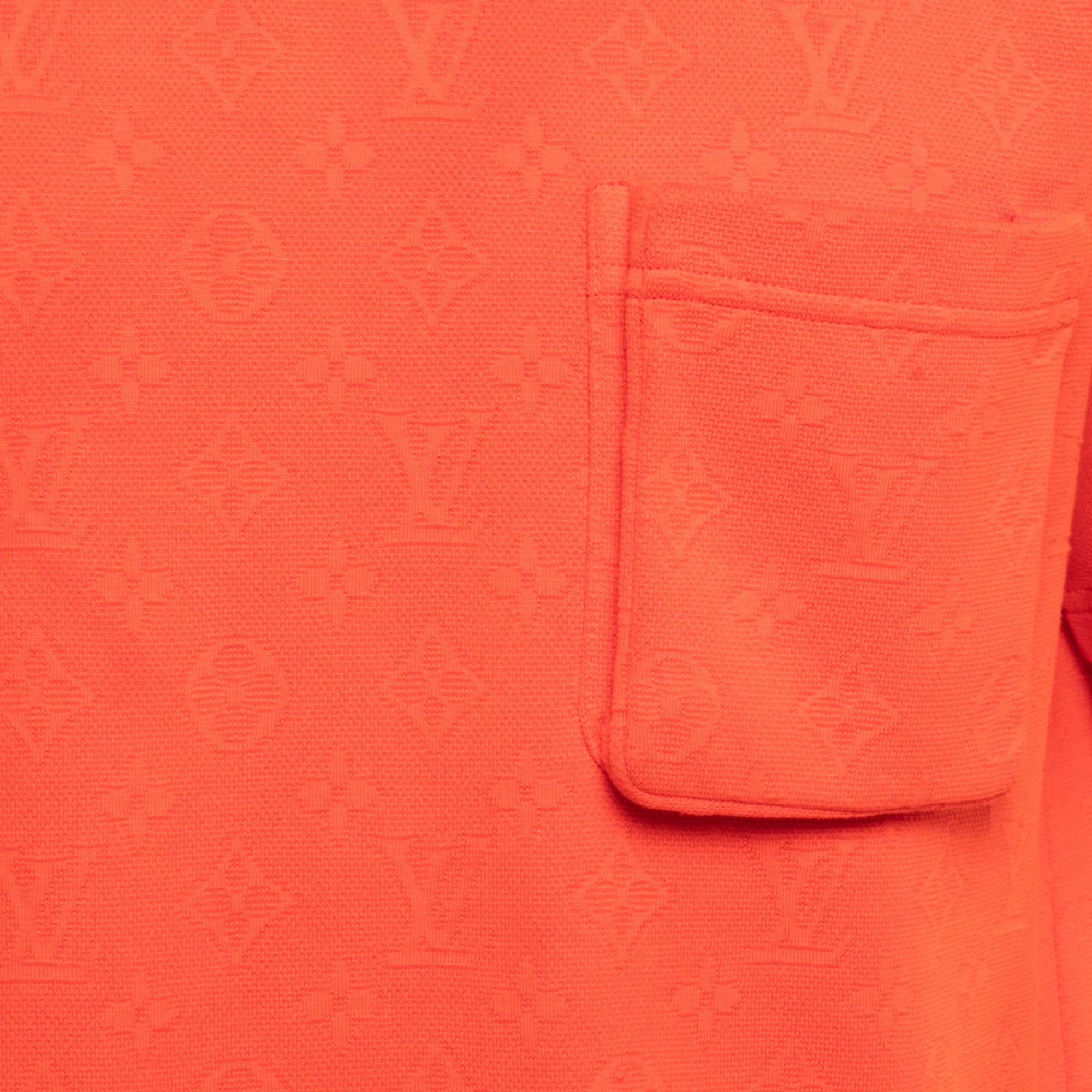 Louis Vuitton Orange Monogram Cotton Pique Crew Neck Half Sleeve T