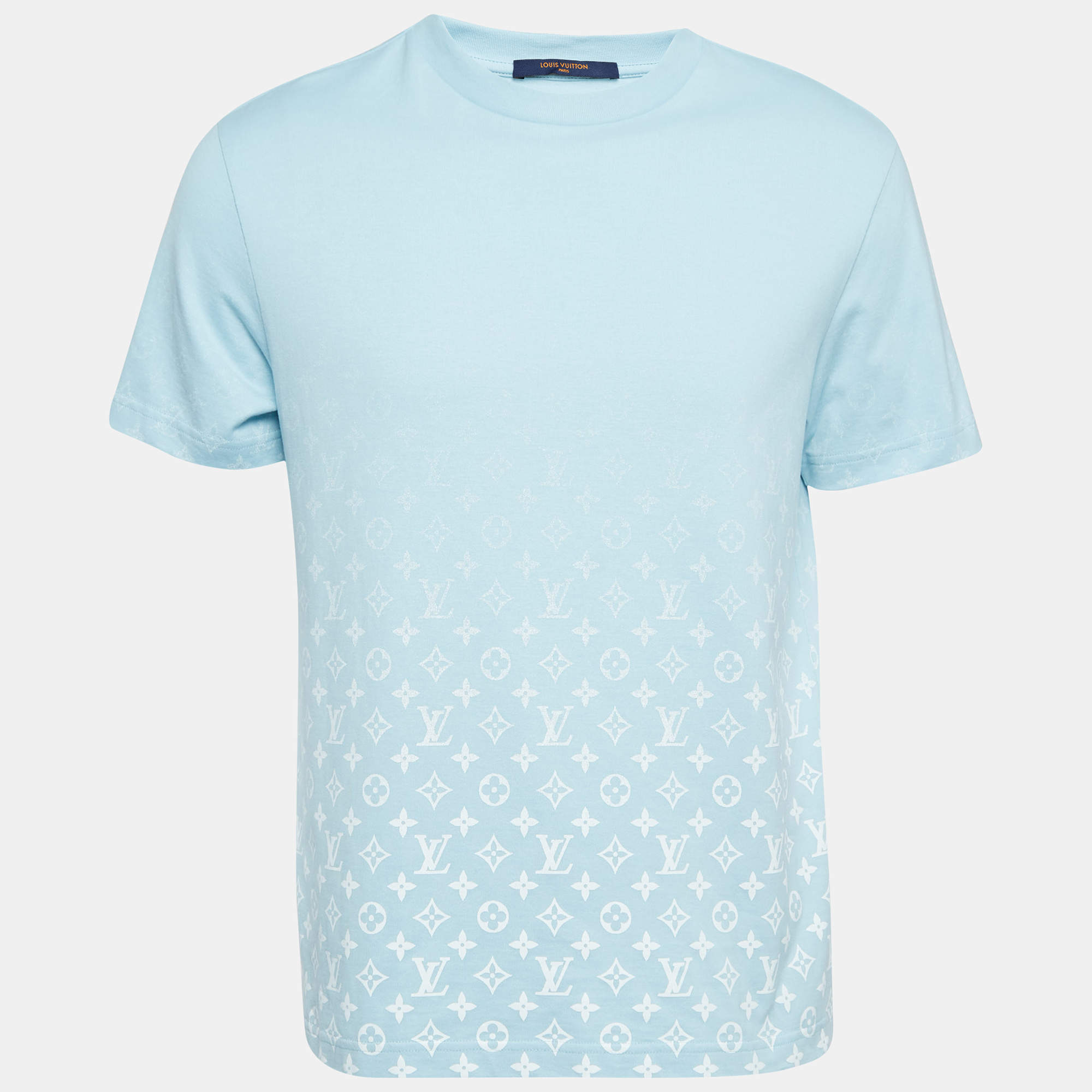 Louis Vuitton Light Blue Monogram Gradient Printed Cotton T-Shirt M