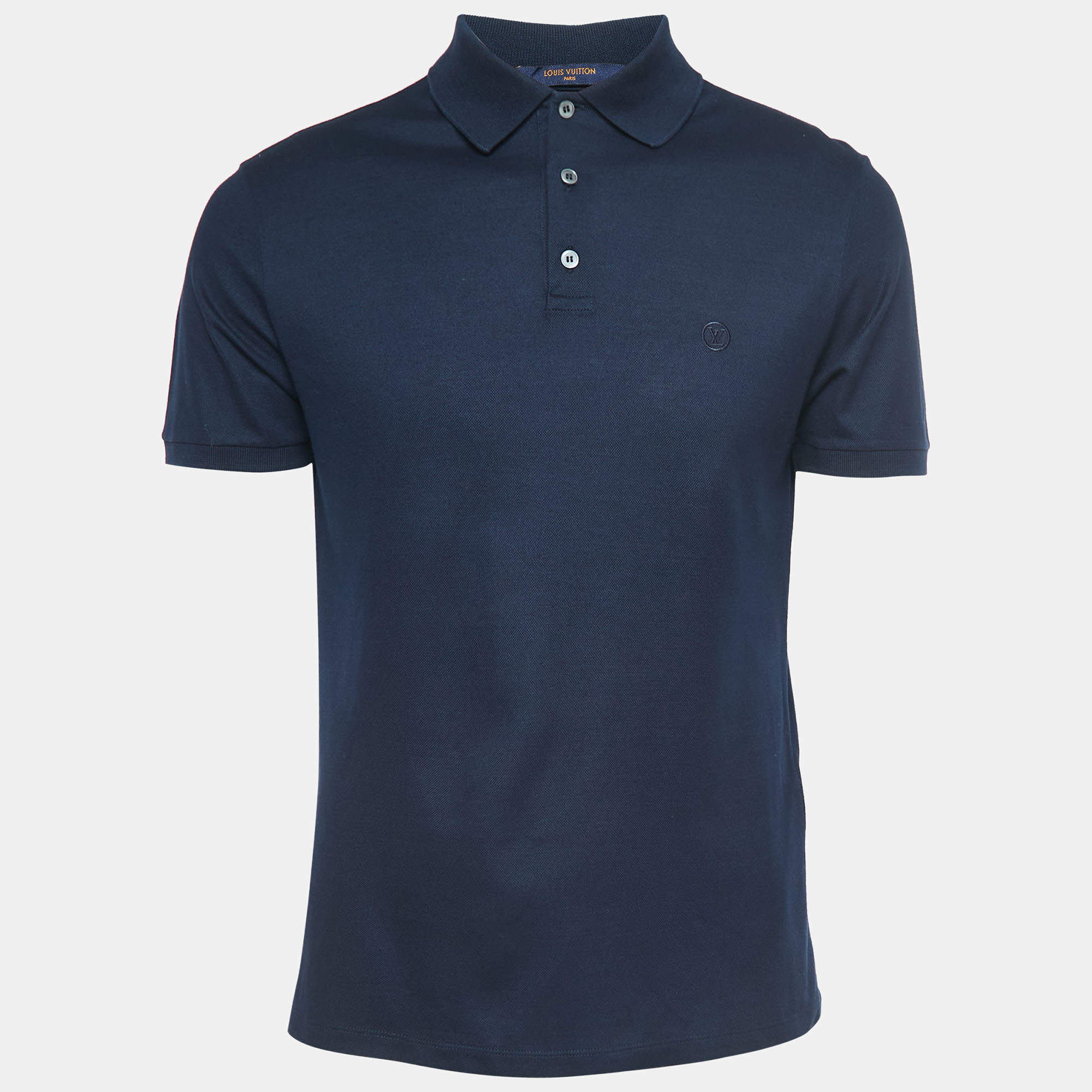 Louis Vuitton Navy Blue Cotton Pique Polo T-Shirt M