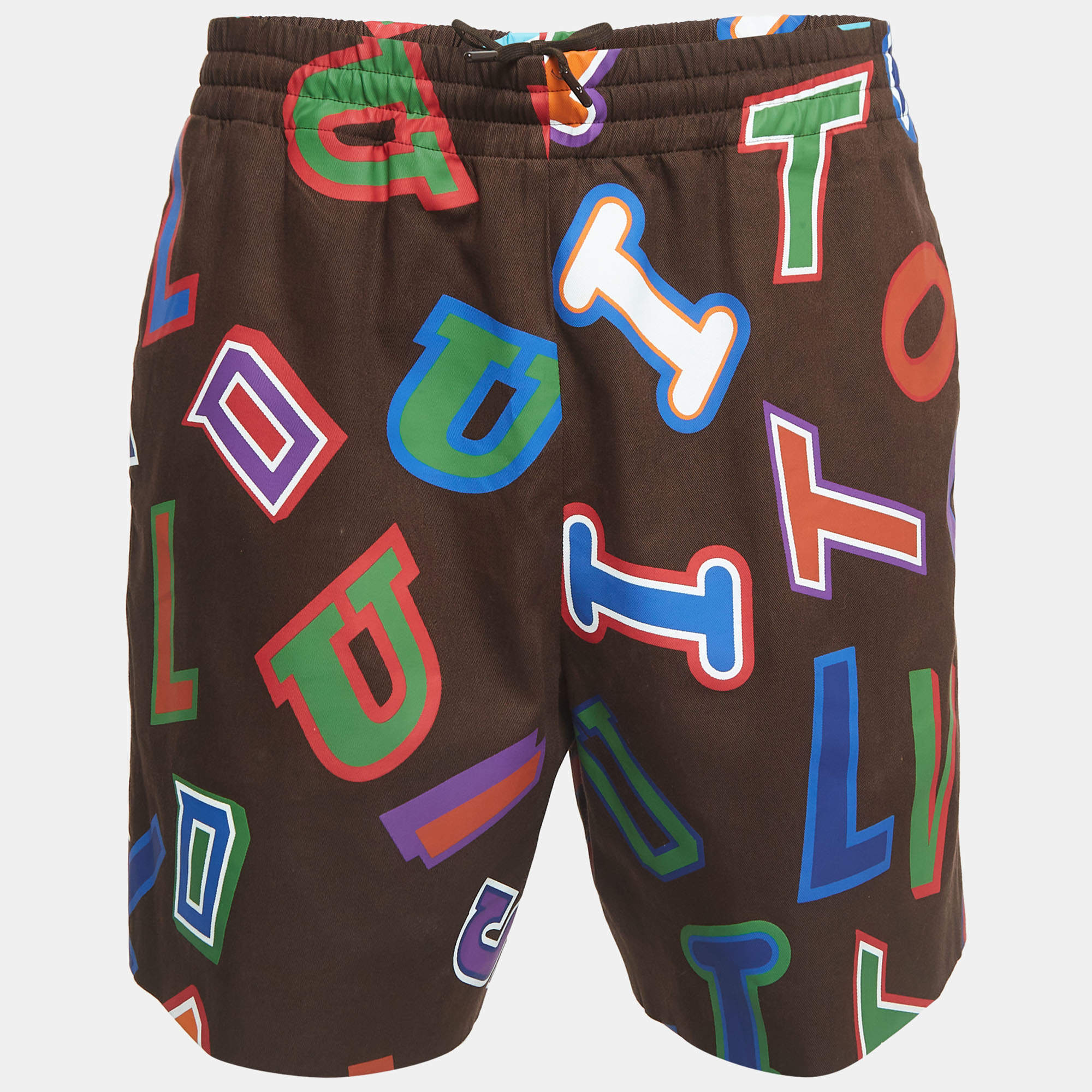 Pre Owned Louis Vuitton X NBA Brown Letter Print Cotton Shorts L