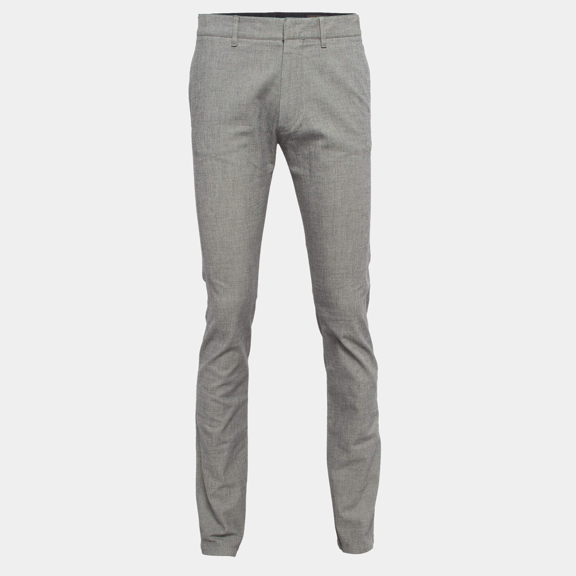 Louis Vuitton Grey Cotton Buttoned Chino Trousers M