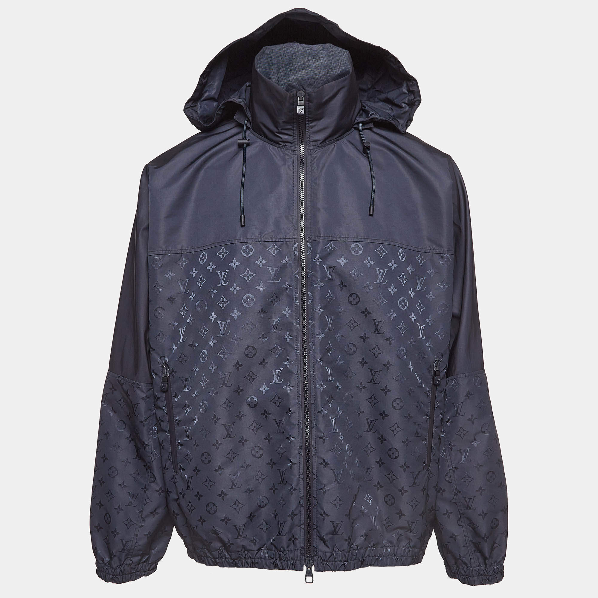Louis Vuitton Blue Monogram Synthetic Hooded Windbreaker L