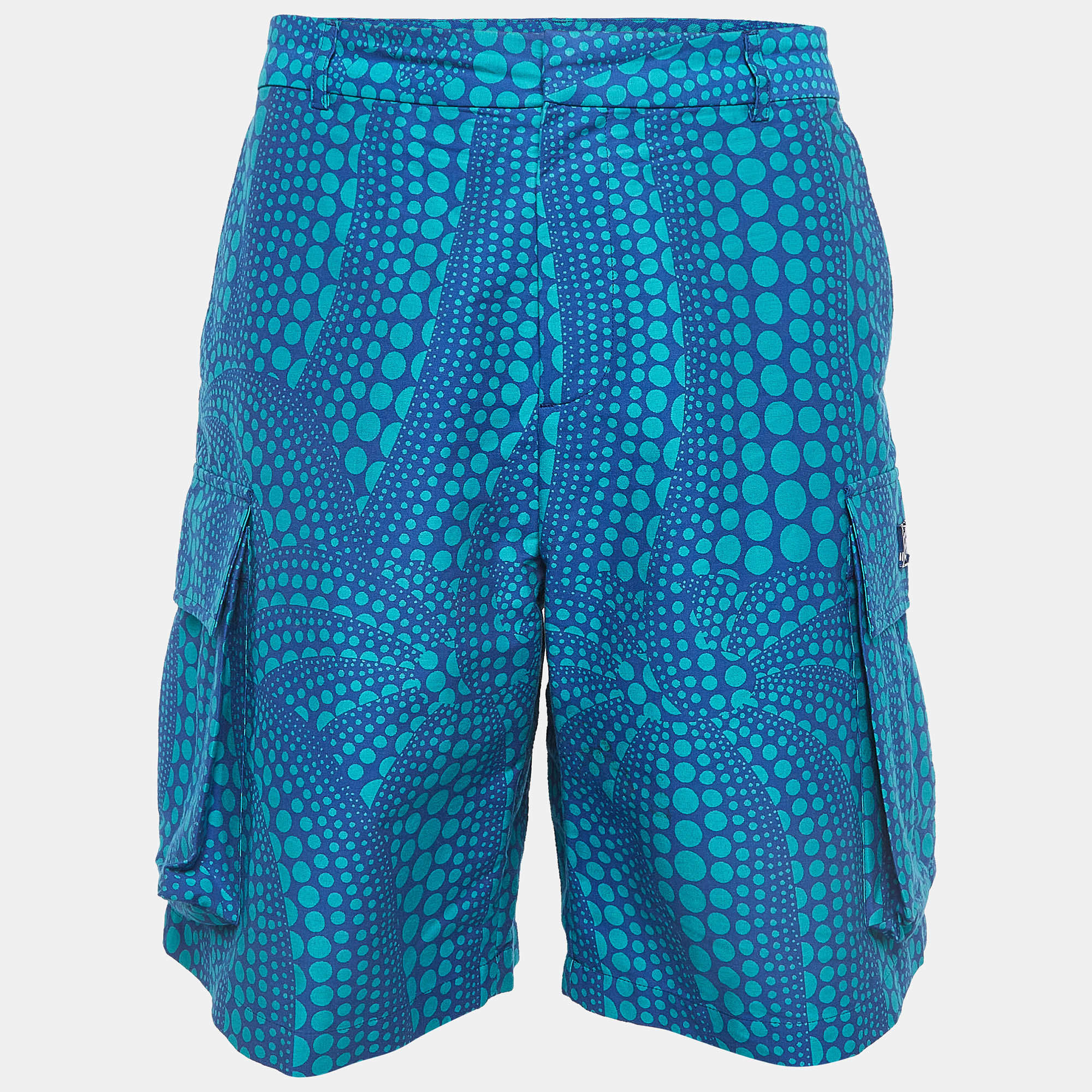 Pre Owned Louis Vuitton × Yayoi Kusama Blue Printed Cargo Shorts L