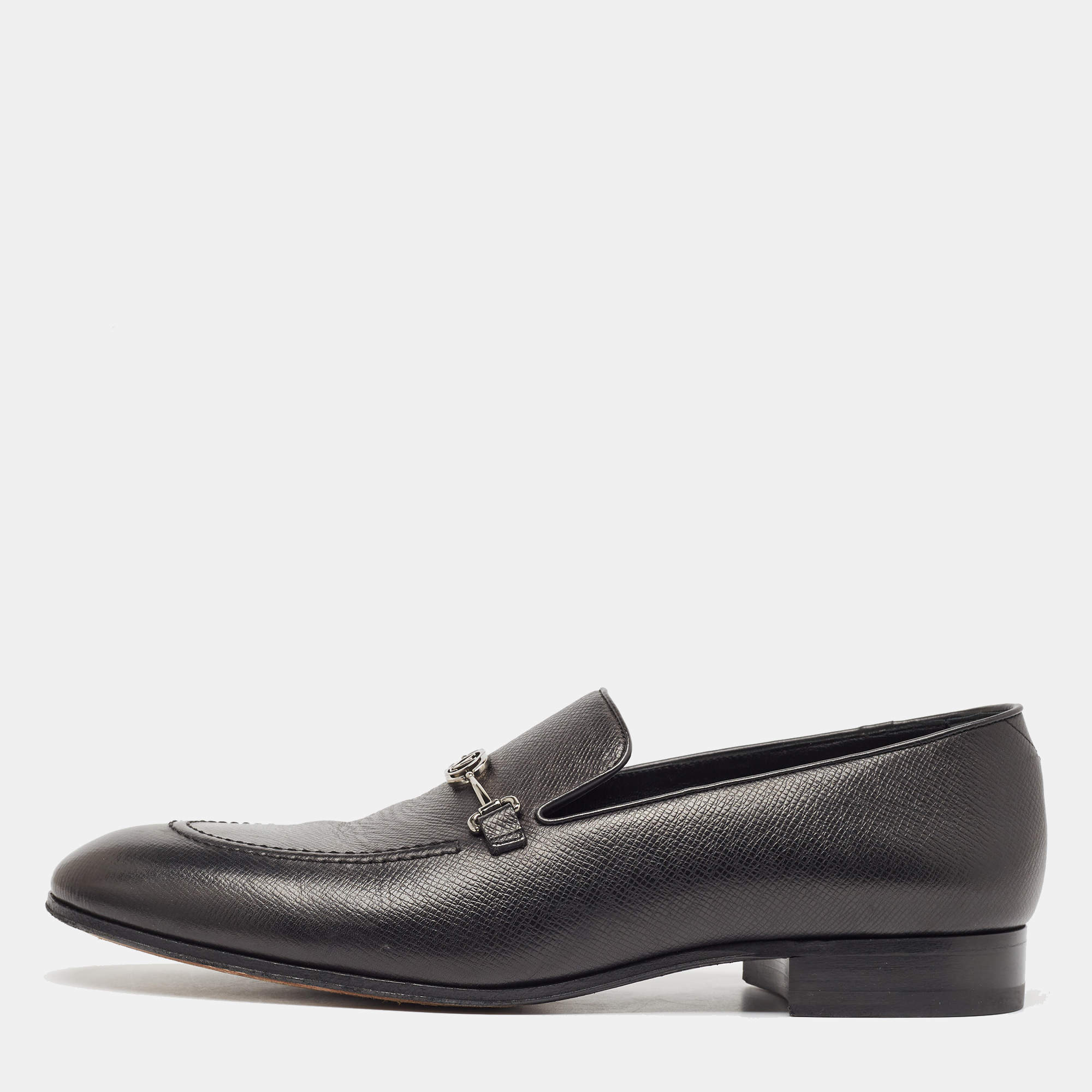 Louis Vuitton Black Leather LV Club Loafers Size 44