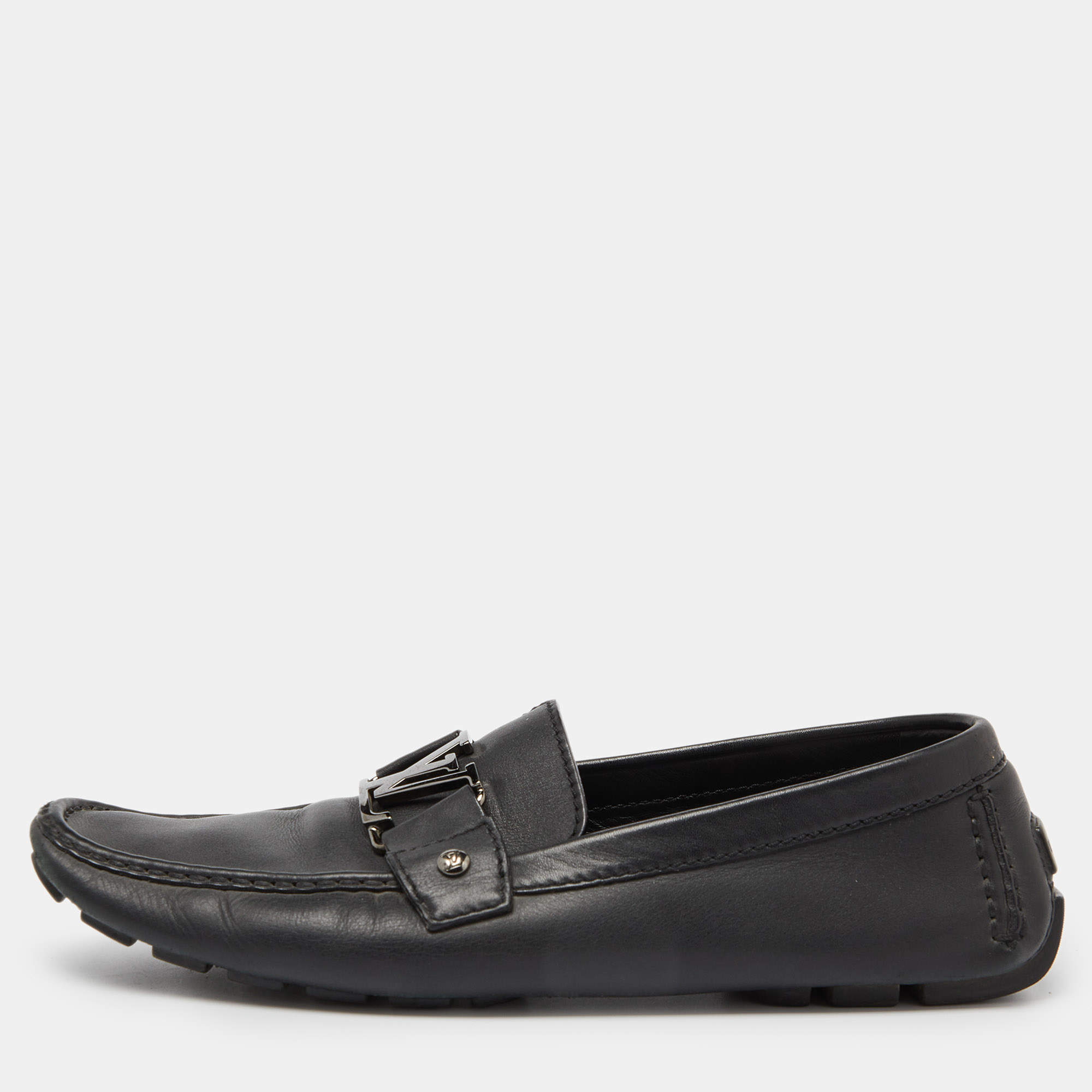 Louis Vuitton Black Leather Monte Carlo Loafers Size 43