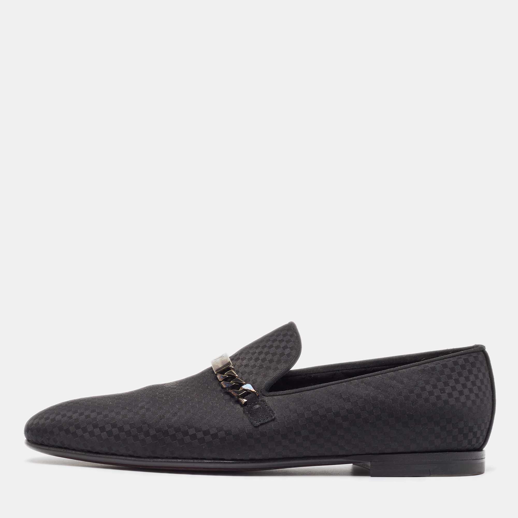 Louis Vuitton Black Satin Slip On Loafers Size 42.5