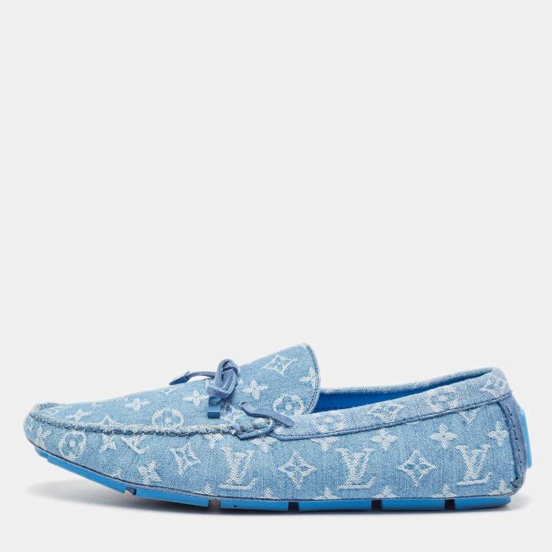 Louis Vuitton Blue Denim Driver  Loafers Size 45