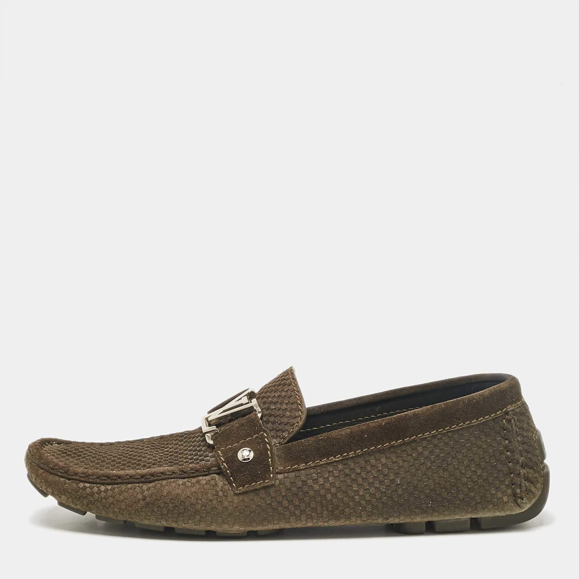 Louis Vuitton Green Suede Monte Carlo Loafers Size 44