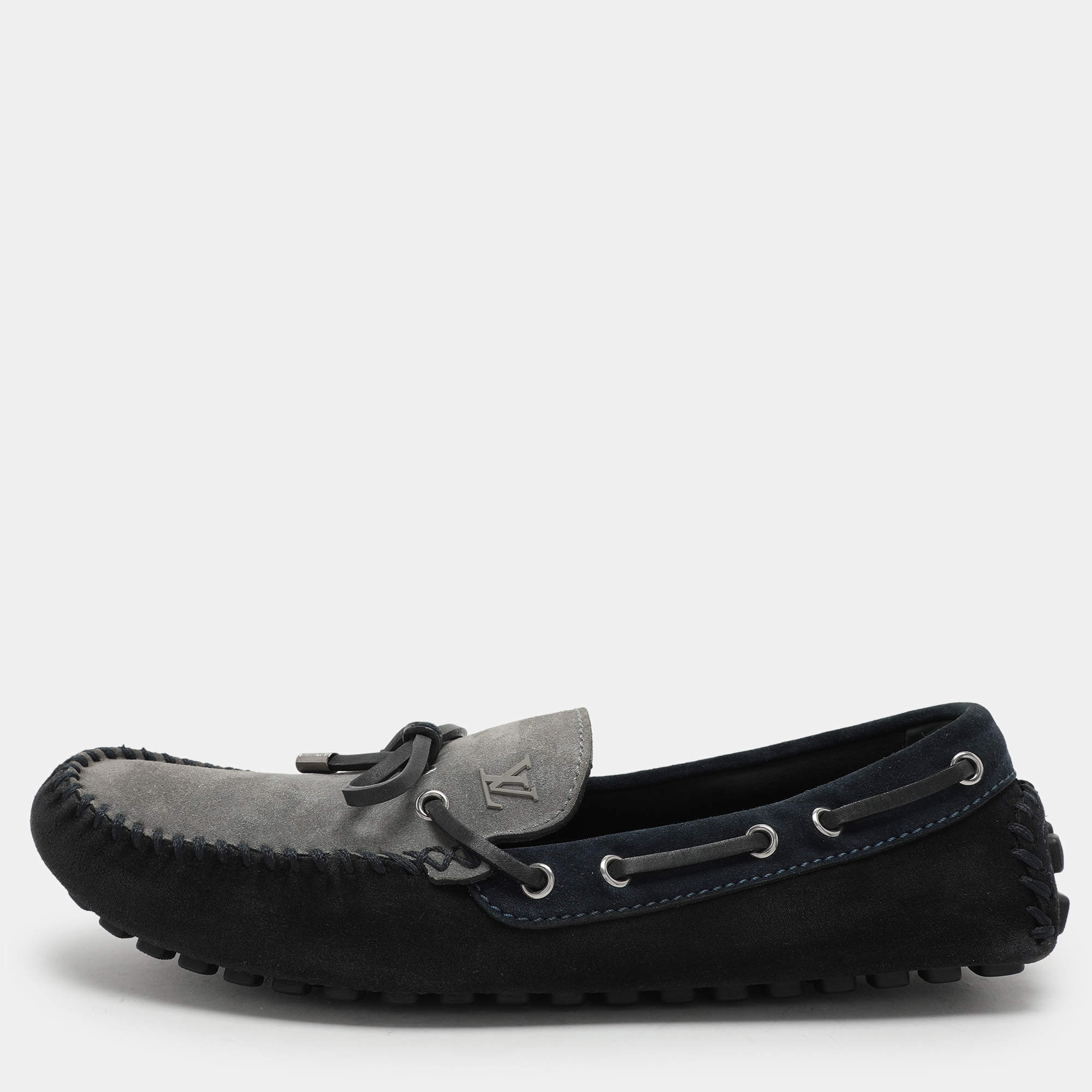 Louis Vuitton Tricolor Suede Bow Slip On Loafers Size 43.5