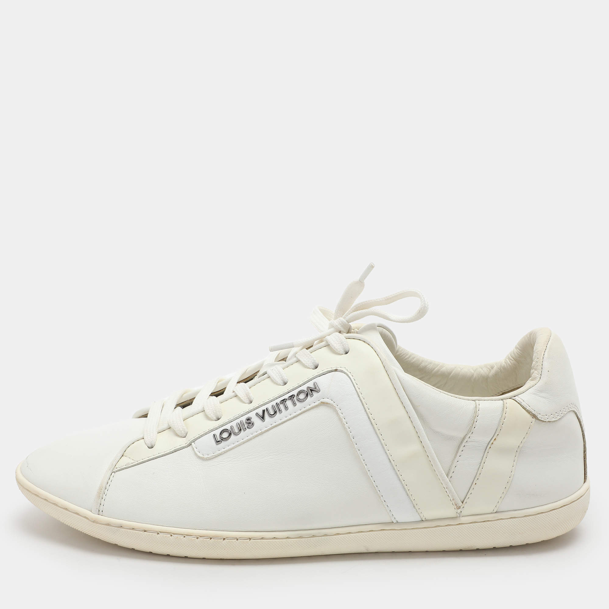 Louis Vuitton White Leather Low Top Sneakers Size 42.5