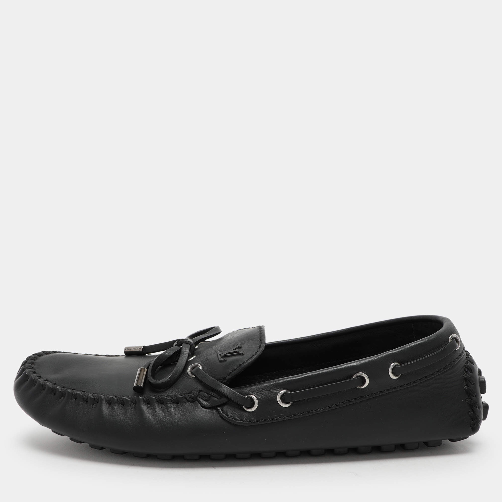 Louis Vuitton Black Leather Bow Loafers Size 43