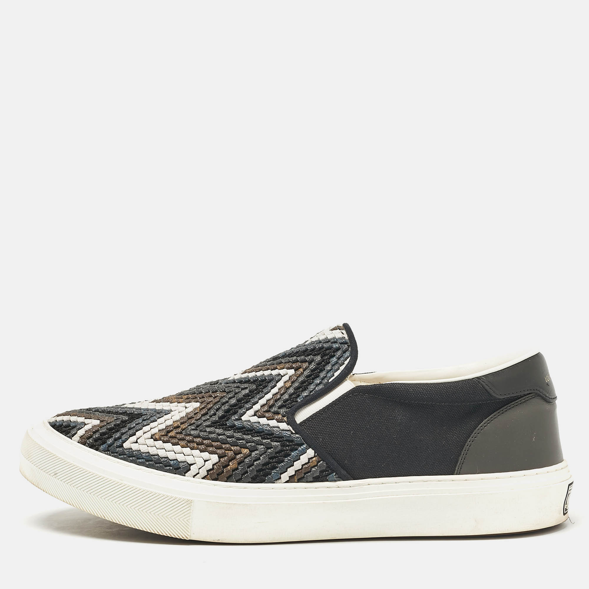 Louis Vuitton Black Canvas and Leather Slip On Sneakers Size 43