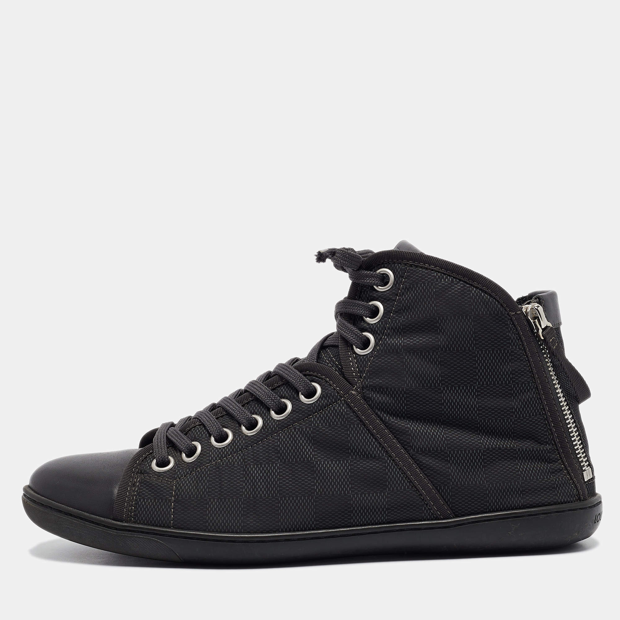 Louis Vuitton Black Nylon and Leather High Top Sneakers Size 41