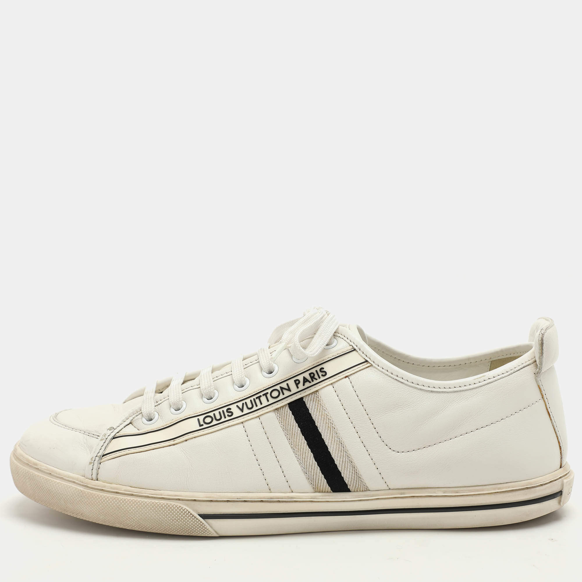 Louis Vuitton White Leather Low Top Sneakers Size 42