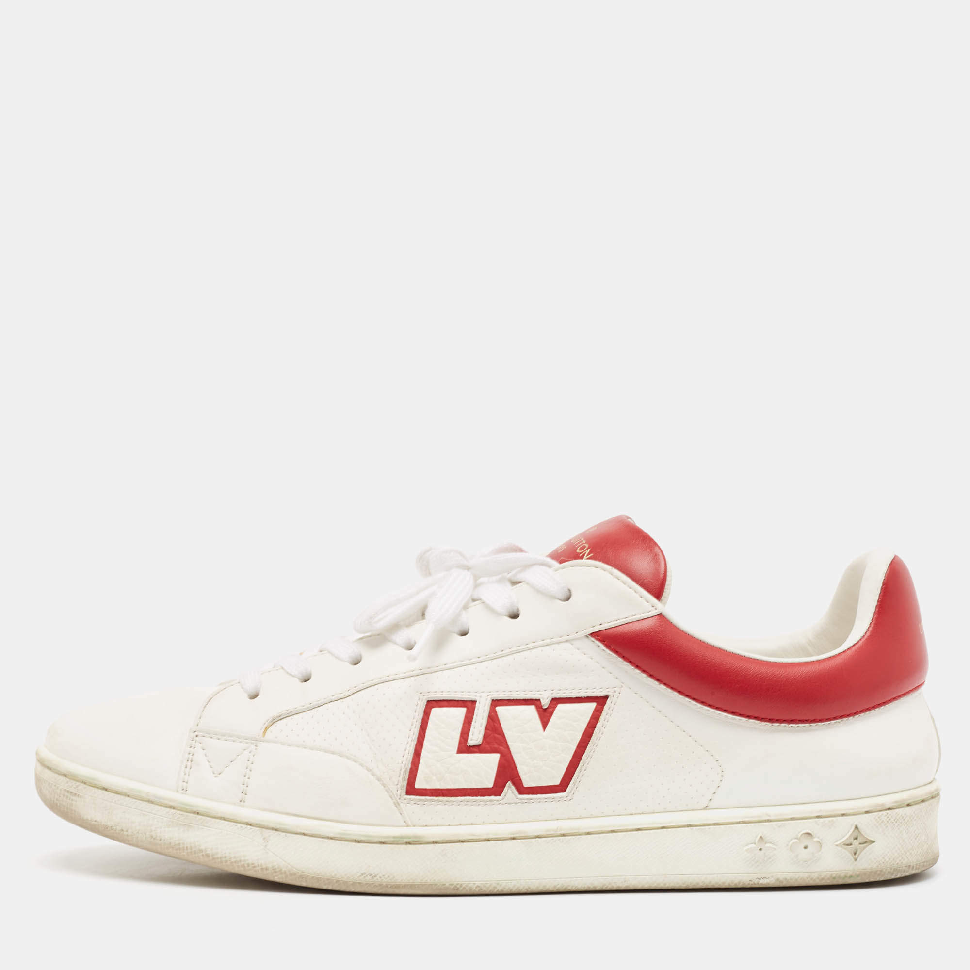 Louis Vuitton White/Red Leather Luxembourg Sneakers Size 42