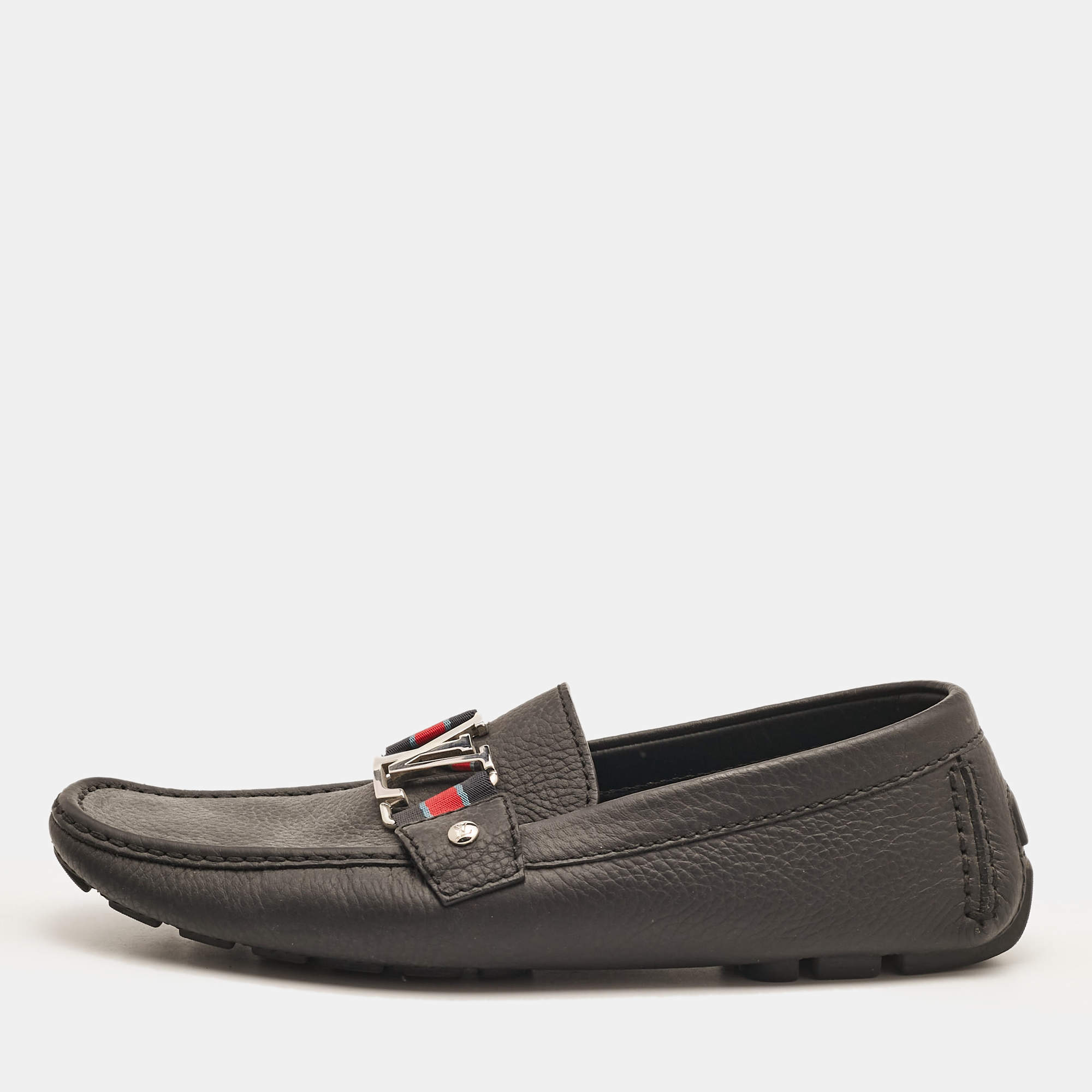 Louis Vuitton Black Leather Monte Carlo Loafers Size 42