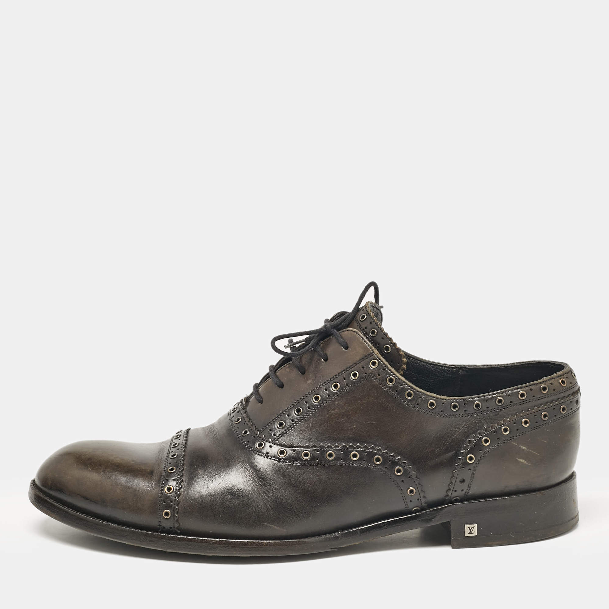 Louis Vuitton Dark Grey Leather Brogues Oxford Size 44