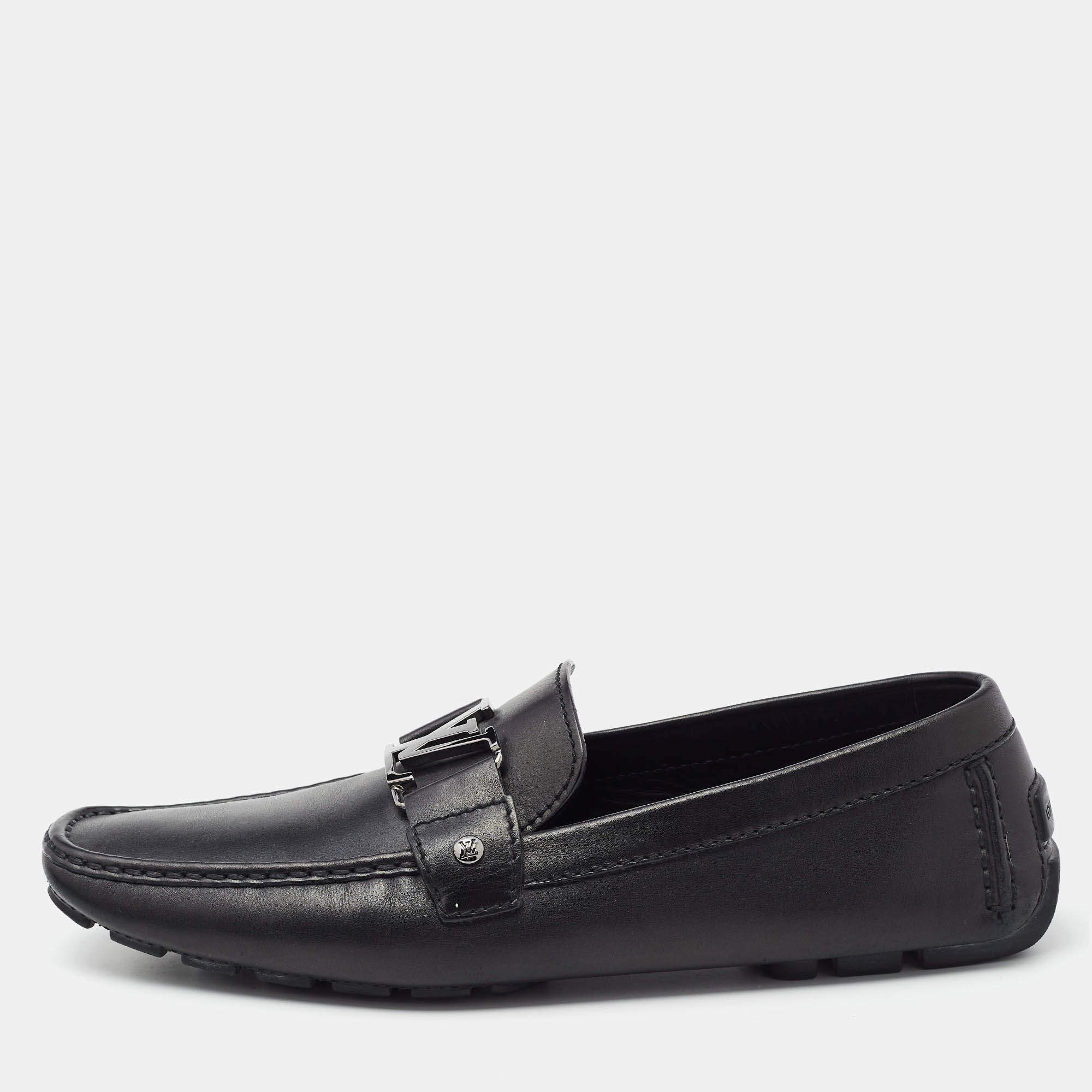 Louis Vuitton Black Leather Monte Carlo Loafers Size 44