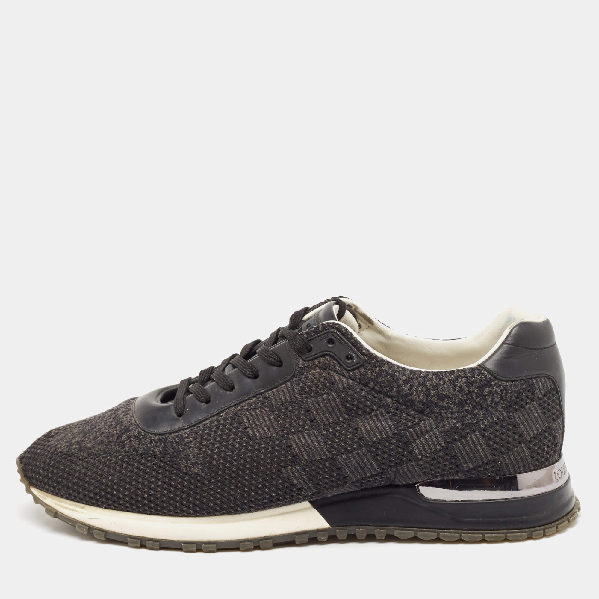 Louis Vuitton Black/Grey Fabric and Leather Run Away Low Top Sneakers Size 43