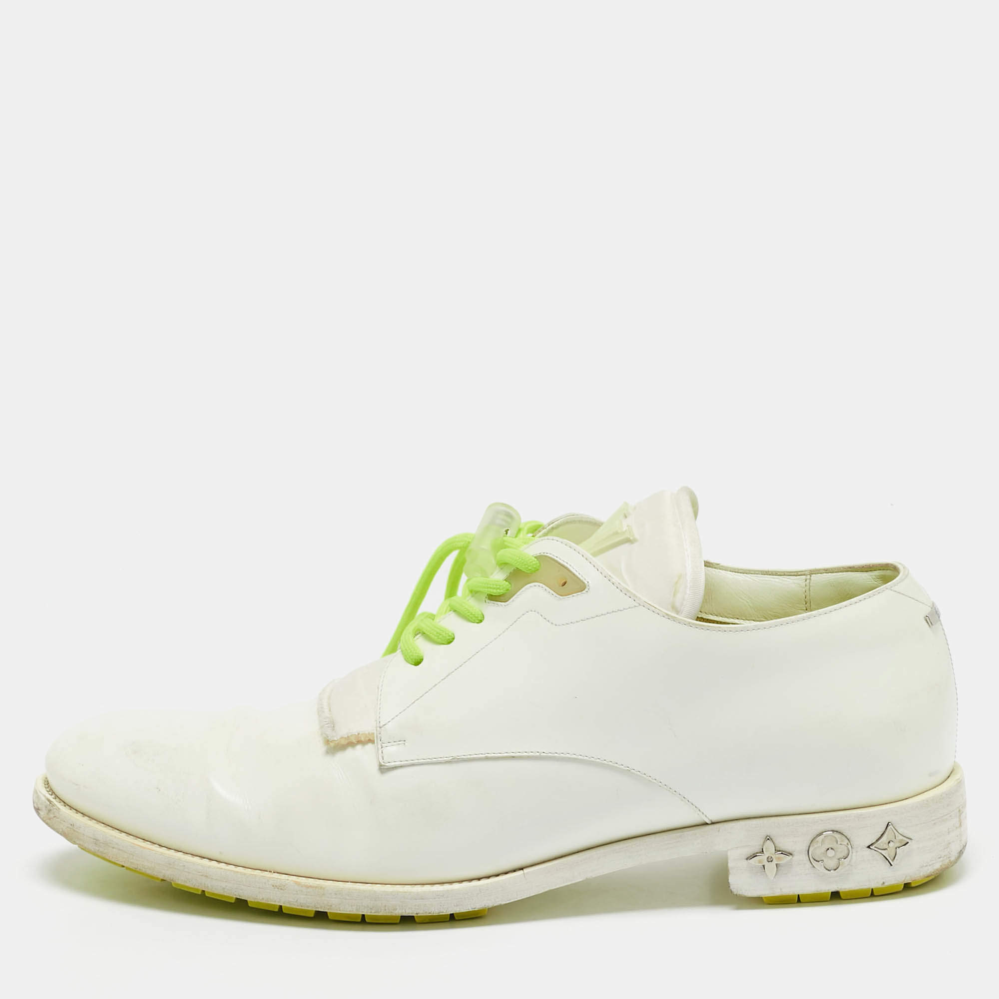 Louis Vuitton White Leather Lace Up Oxfords Size 41.5