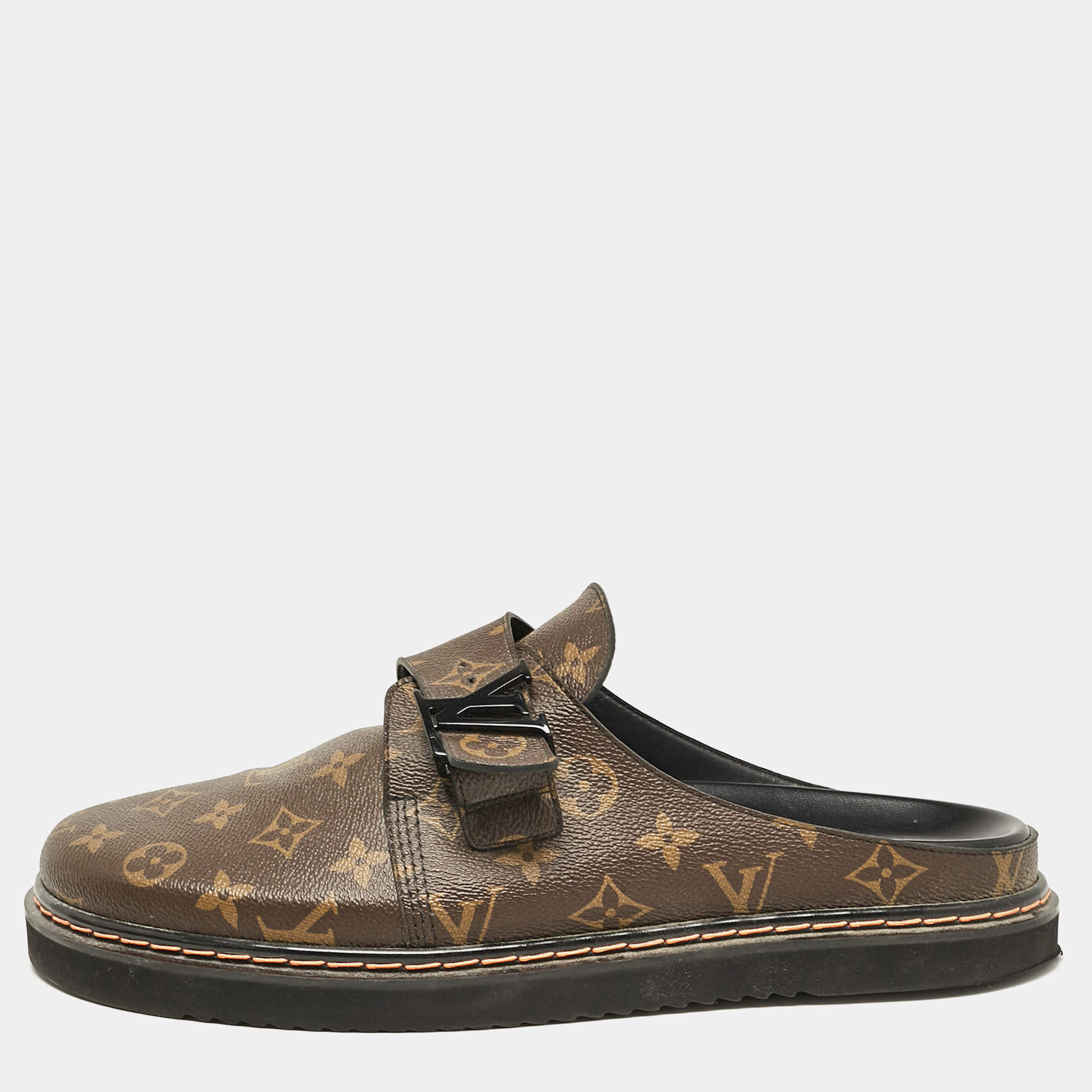 Pre Owned Louis Vuitton Monogram Canvas Easy Mules Size 44