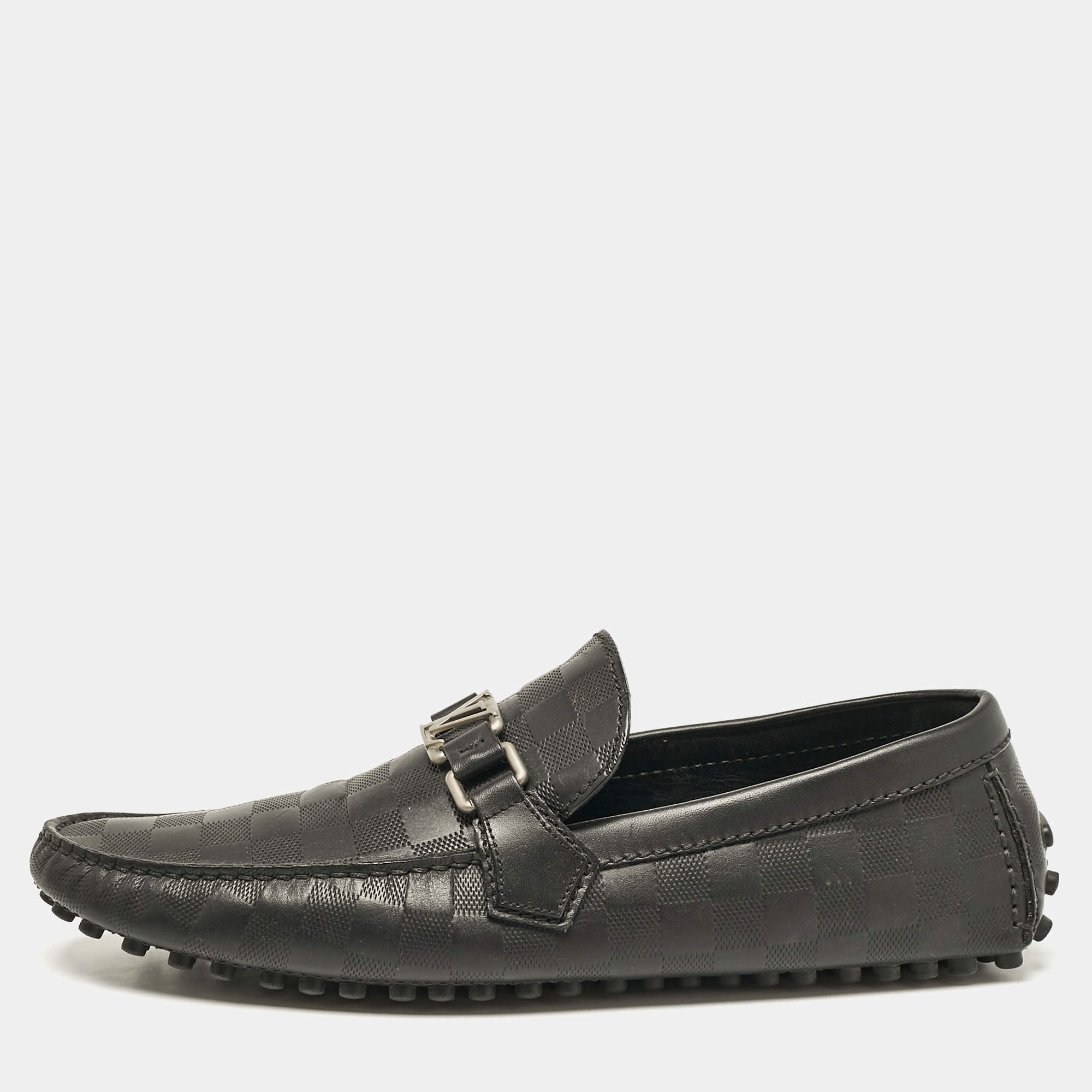 Louis Vuitton Black Damier Infini Leather Hockenheim Loafers Size 43.5