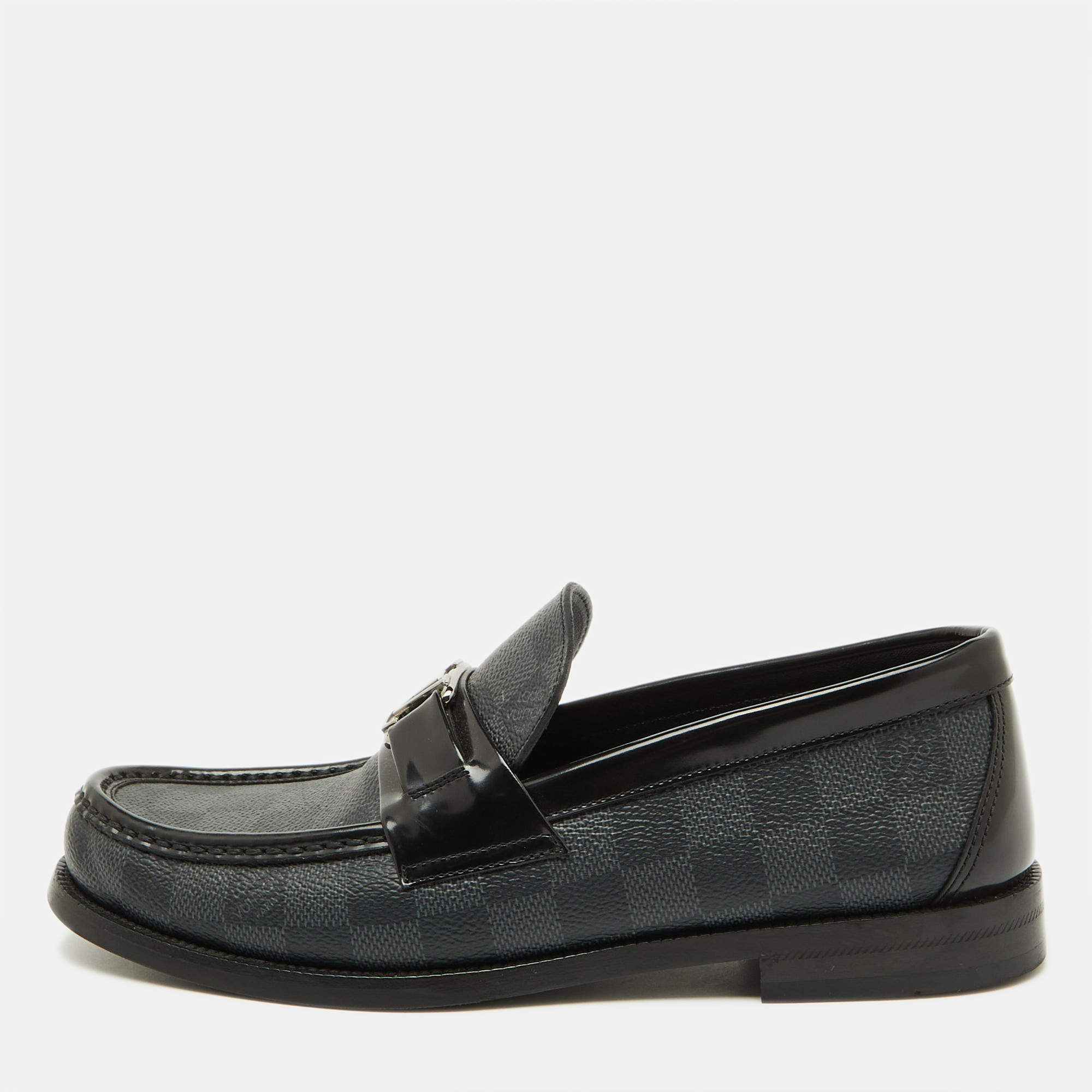 Louis Vuitton Damier Graphite Canvas and Leather Major Loafers Size 39