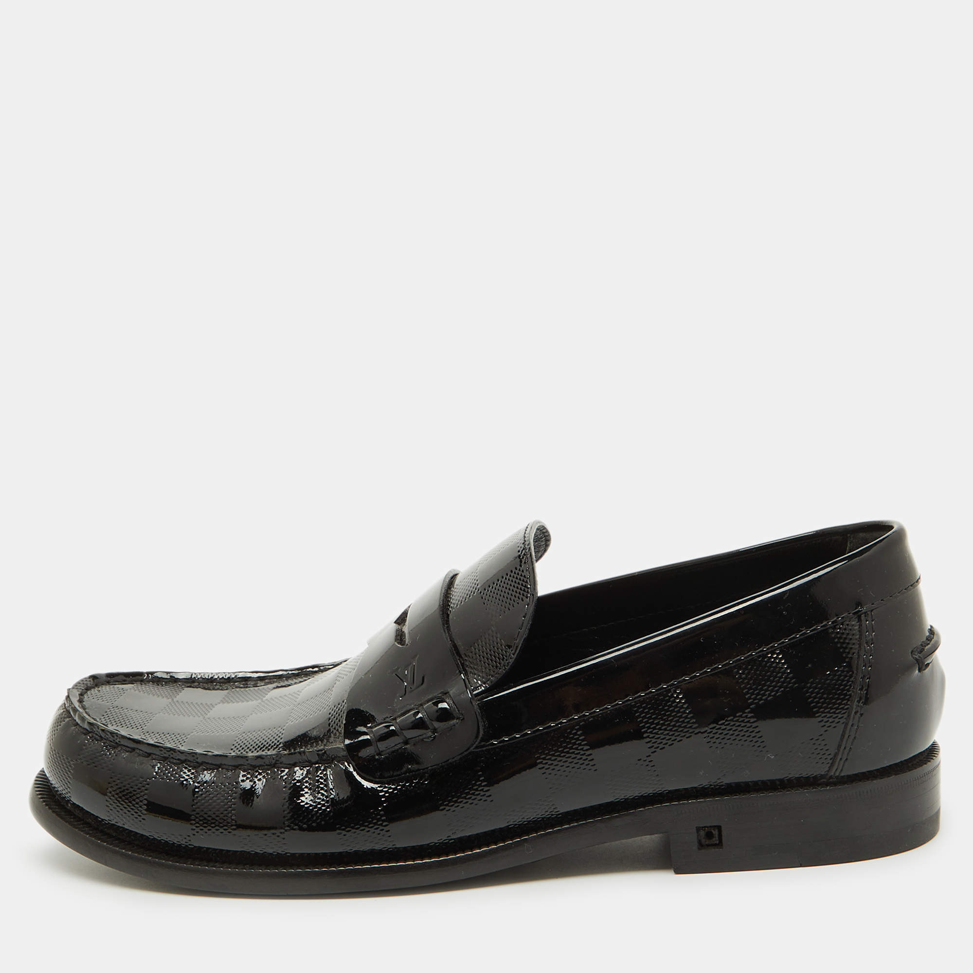Louis Vuitton Black Damier Infini Leather Graduation Loafers Size 42