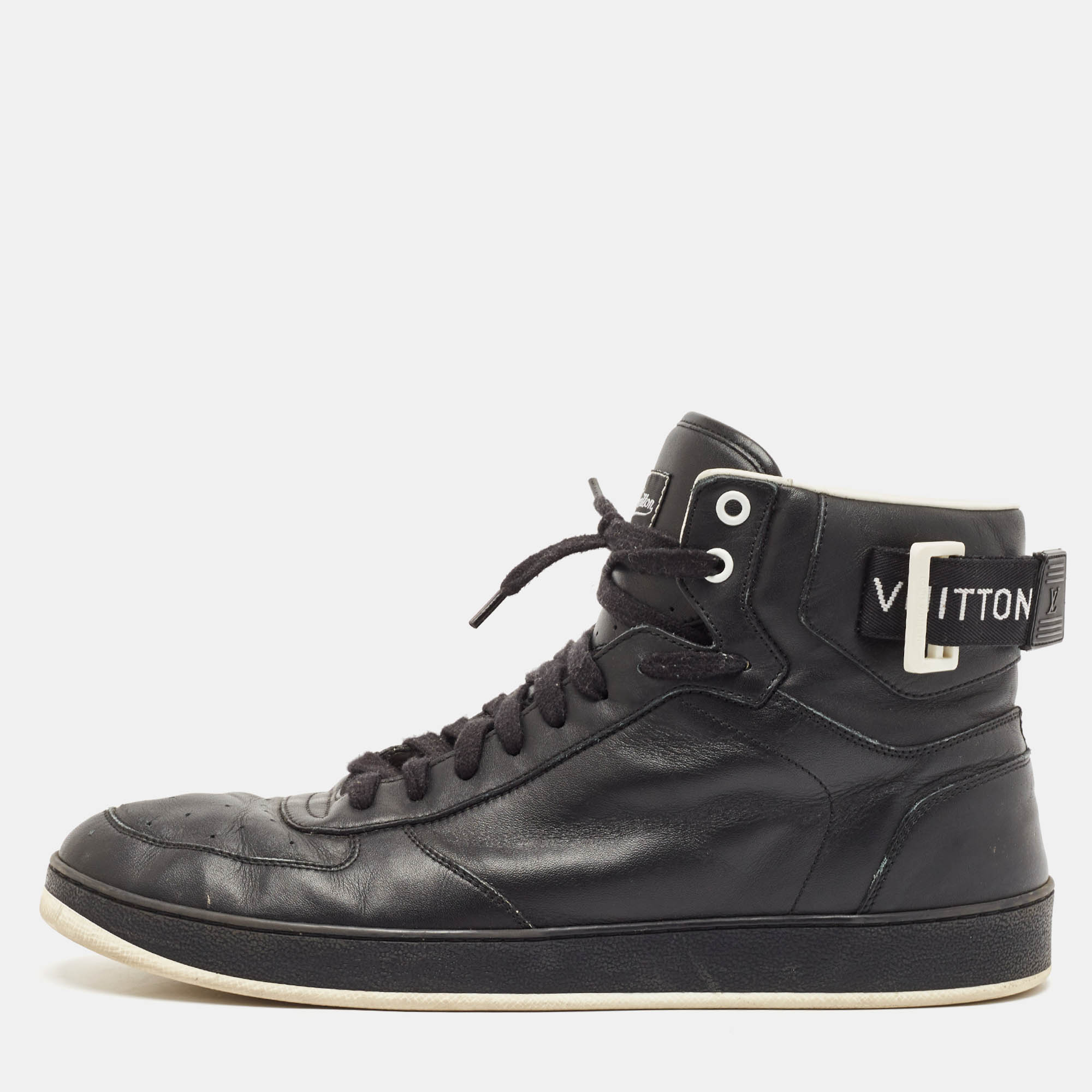 Louis Vuitton Black Leather Rivoli High Top Sneakers Size 43
