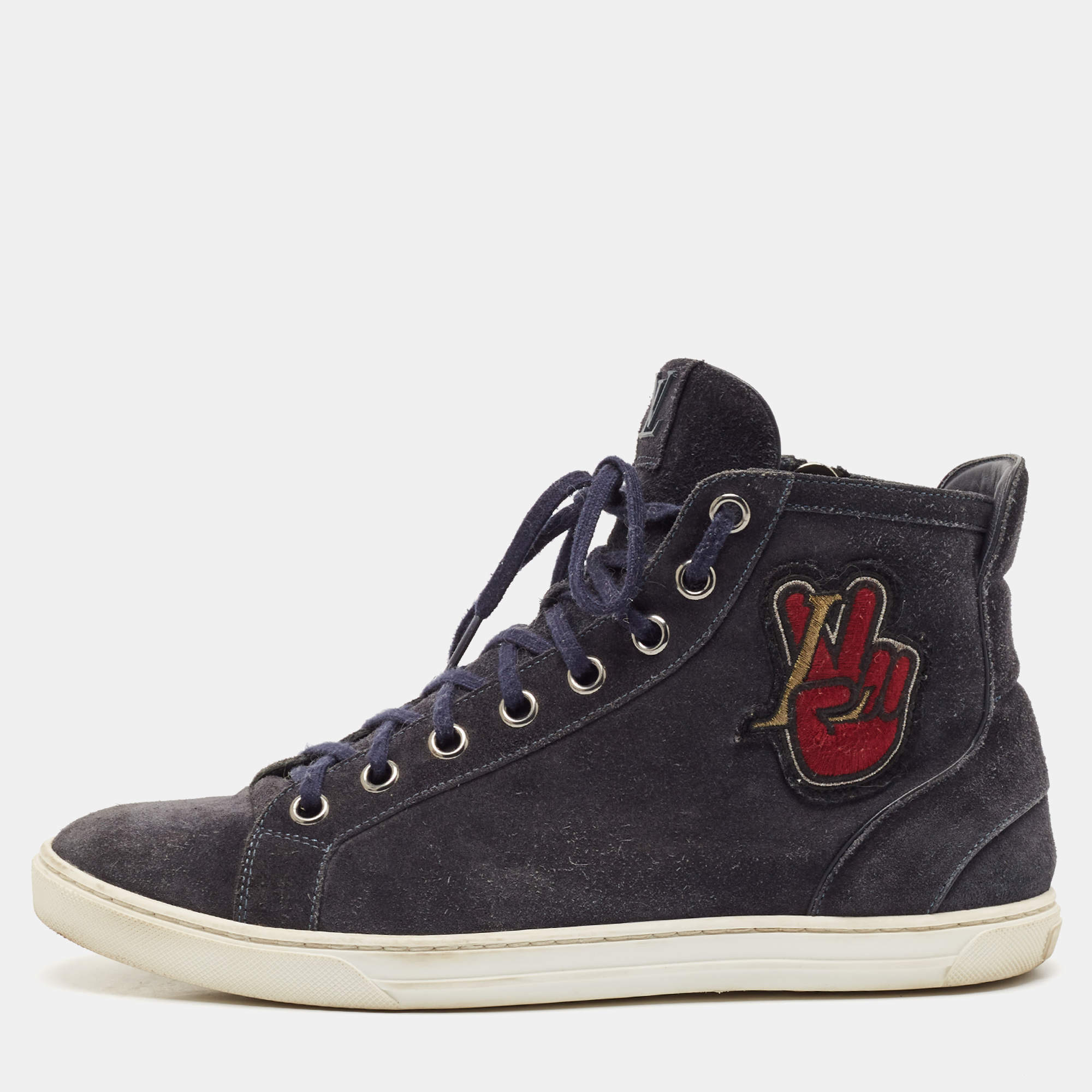 Louis Vuitton Blue Suede High Top Sneakers Size 42