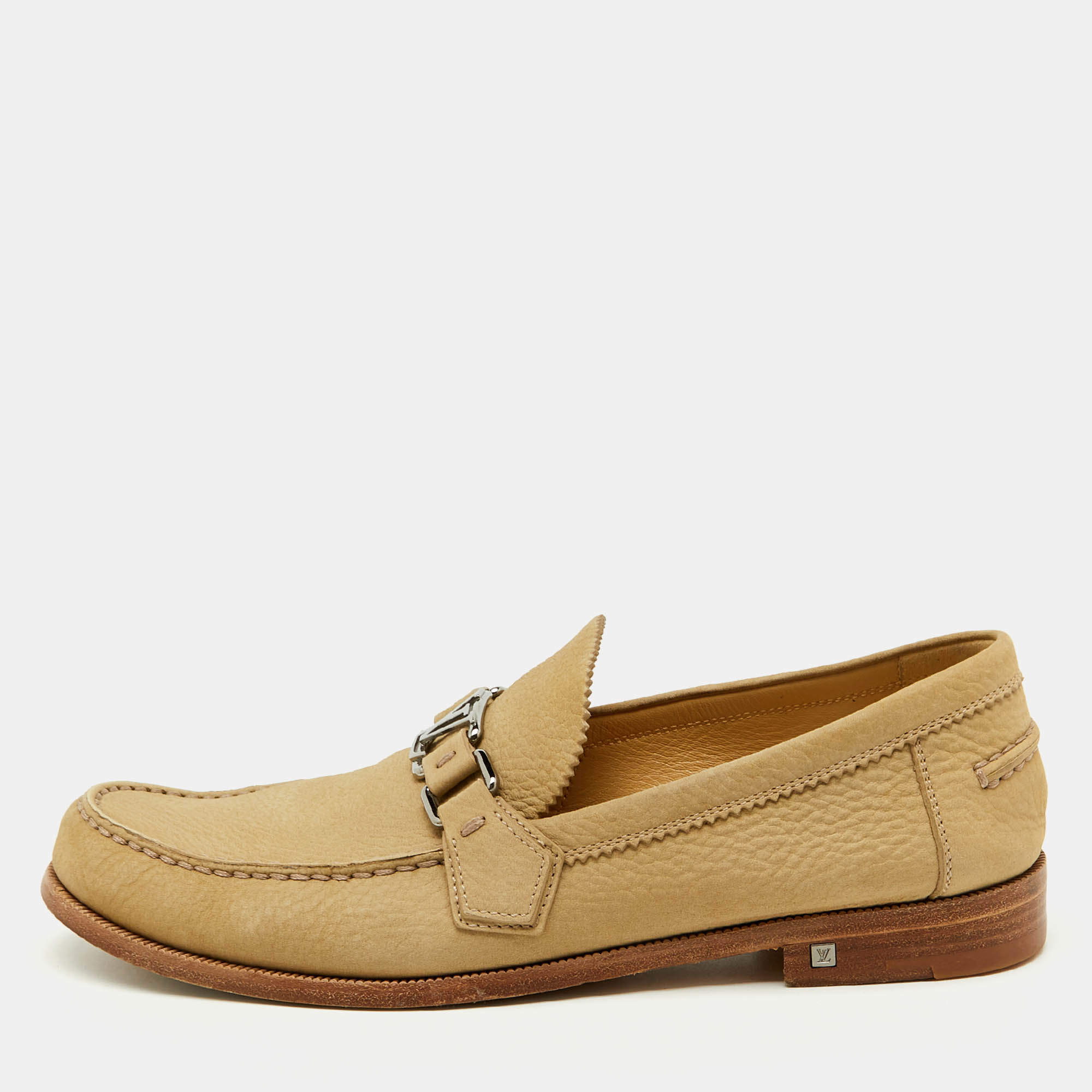 Louis Vuitton Beige Nubuck Leather Major Slip On Loafers Size 42.5