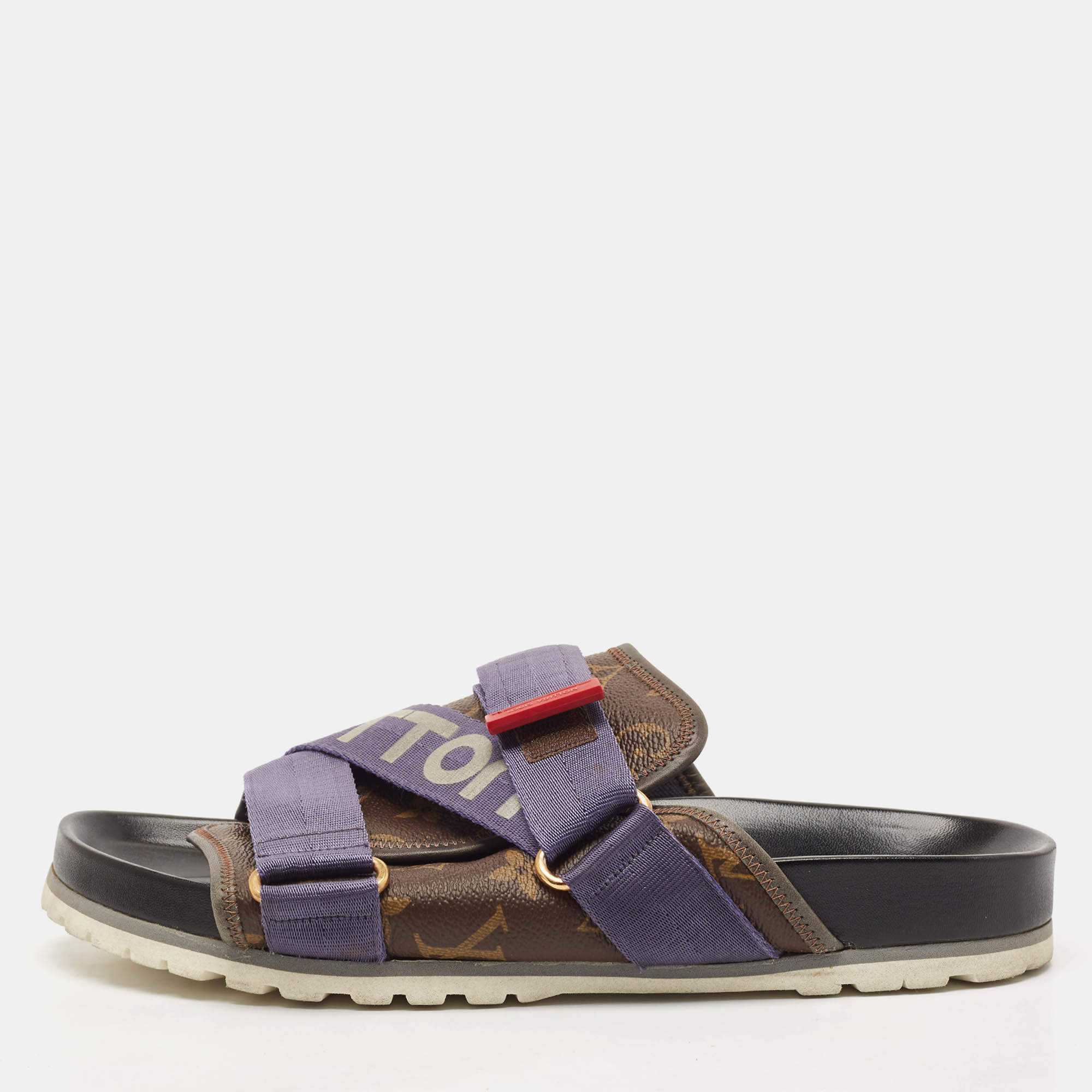 Louis Vuitton Monogram Canvas and Nylon Honolulu Slide Sandals Size 42