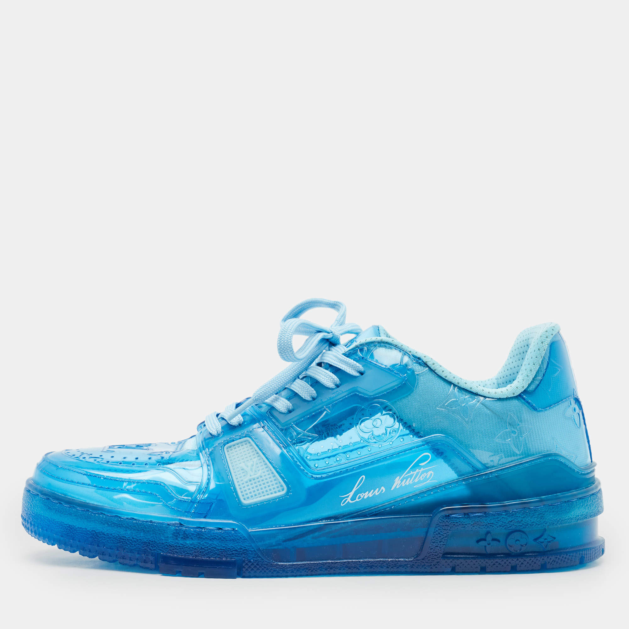 Louis Vuitton Blue PVC Run Away Lace Up Sneakers Size 40