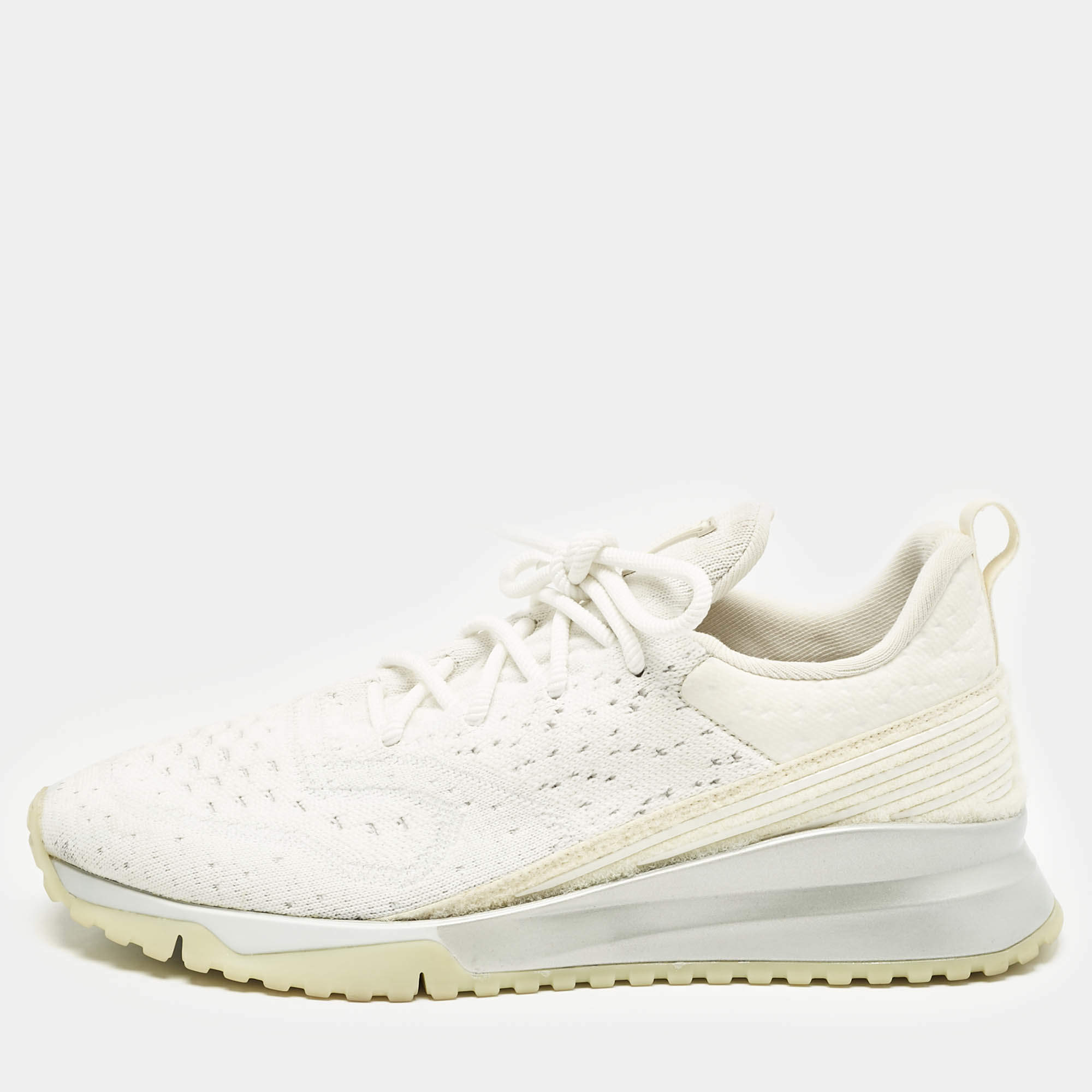 Louis Vuitton White Knit Fabric VNR Low Top Sneakers Size 45