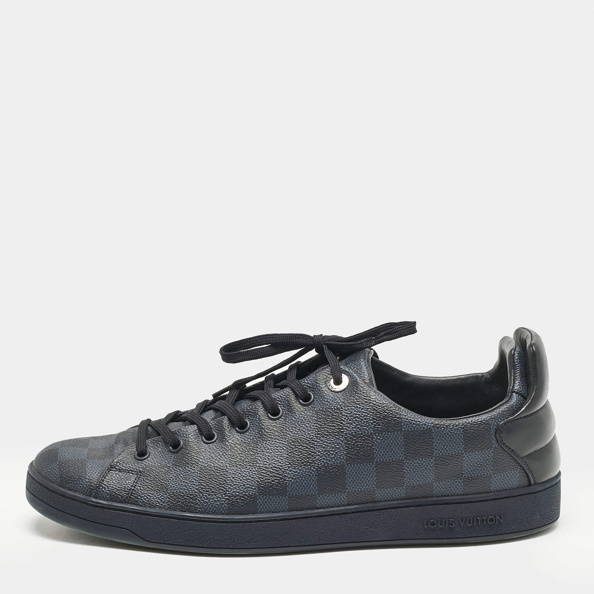 Louis Vuitton Navy Blue Damier Cobalt Canvas Frontrow Low Top Sneakers Size 45
