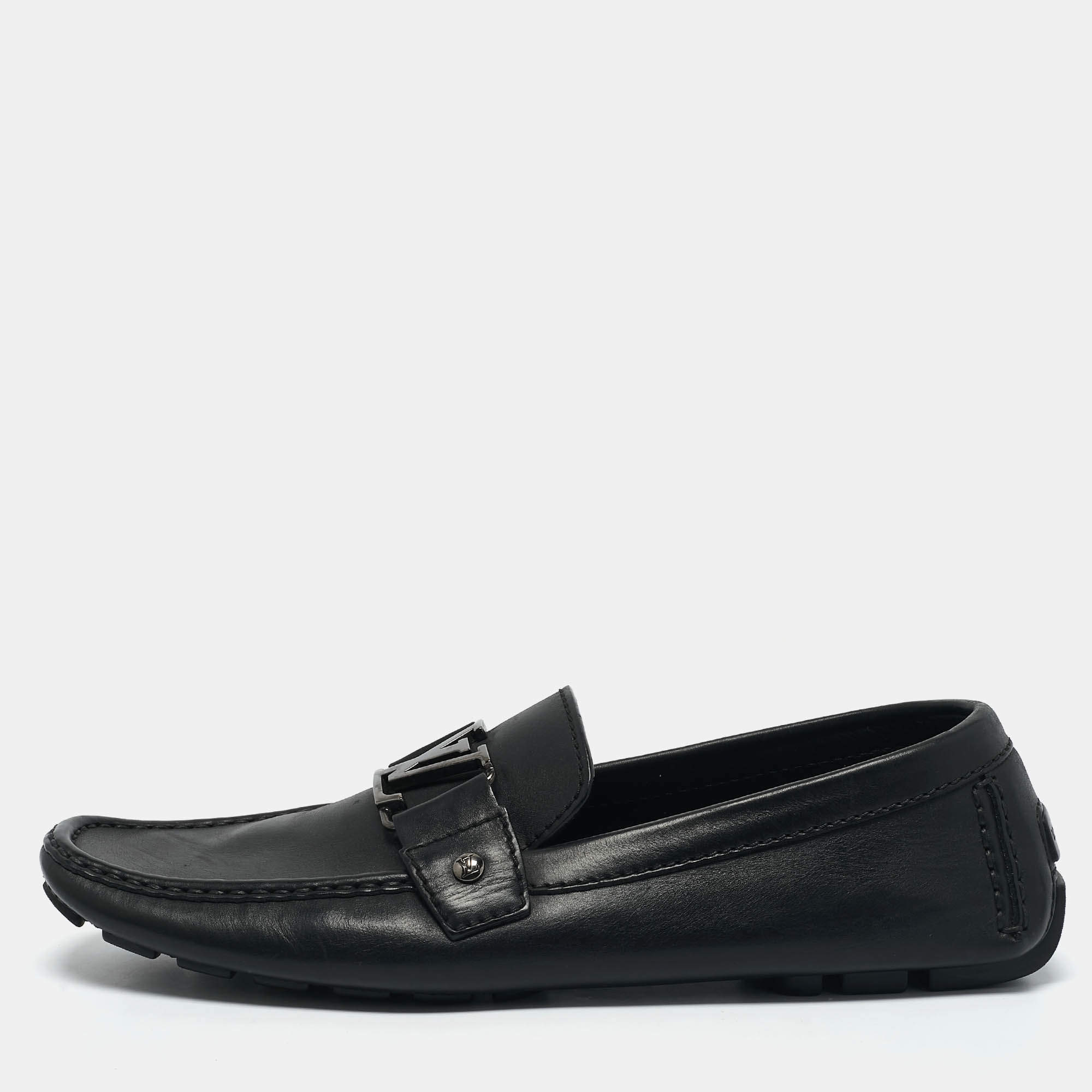 Louis Vuitton Black Leather Monte Carlo Loafers Size 42.5
