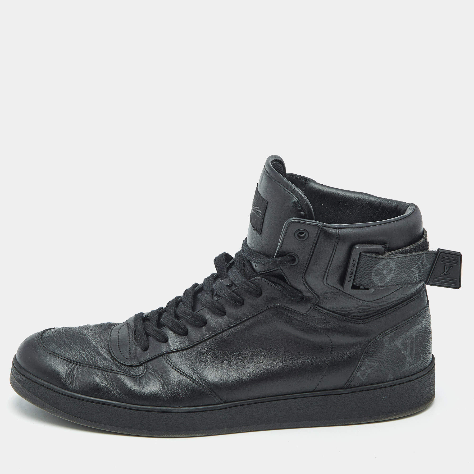 Louis Vuitton Black/Grey Graphite Canvas Rivoli High Top Sneakers Size 44.5
