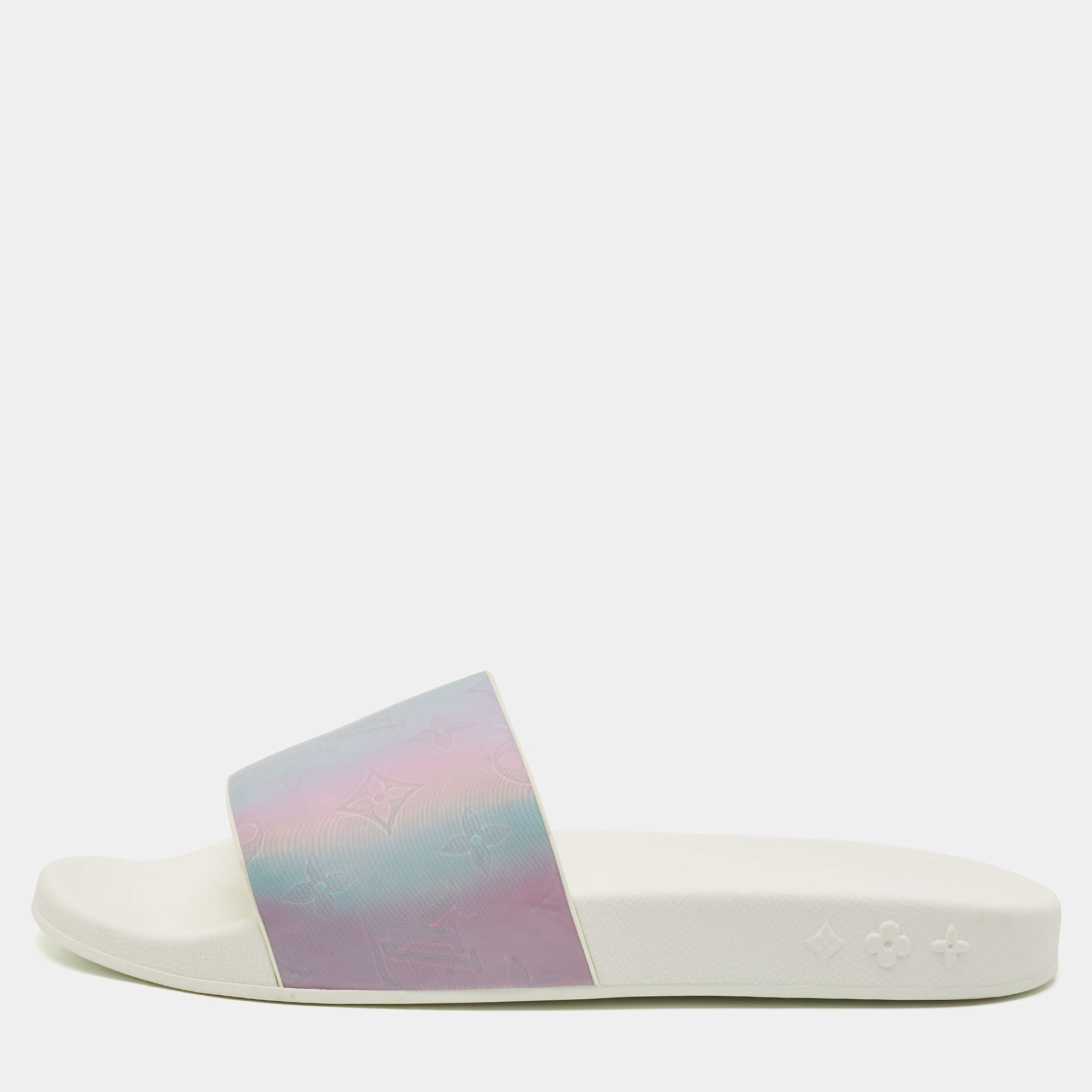  Louis Vuitton Iridescent Prism Monogram PVC Waterfront Slides Size 41