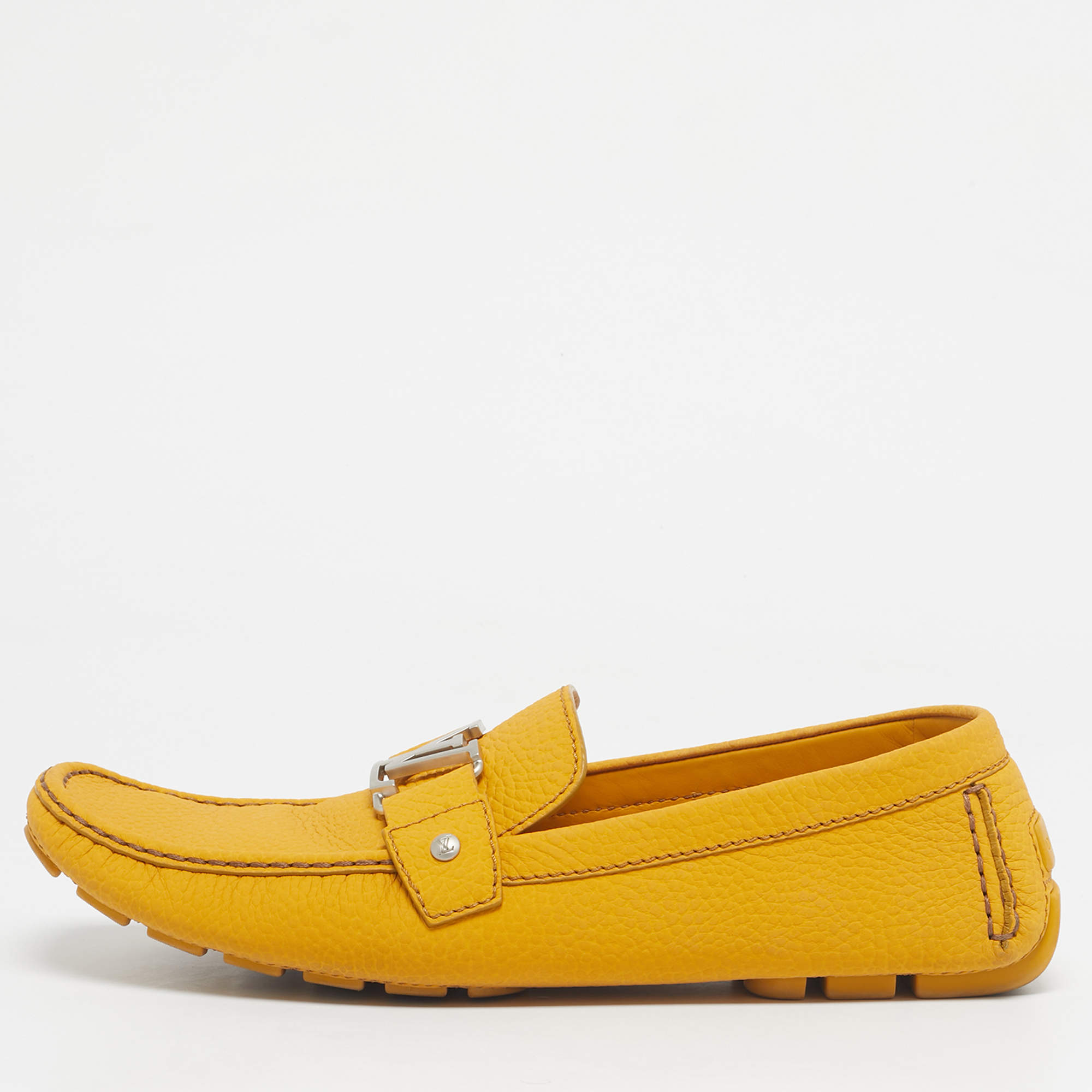 Pre Owned Louis Vuitton Yellow Leather Monte Carlo Loafers Size 46